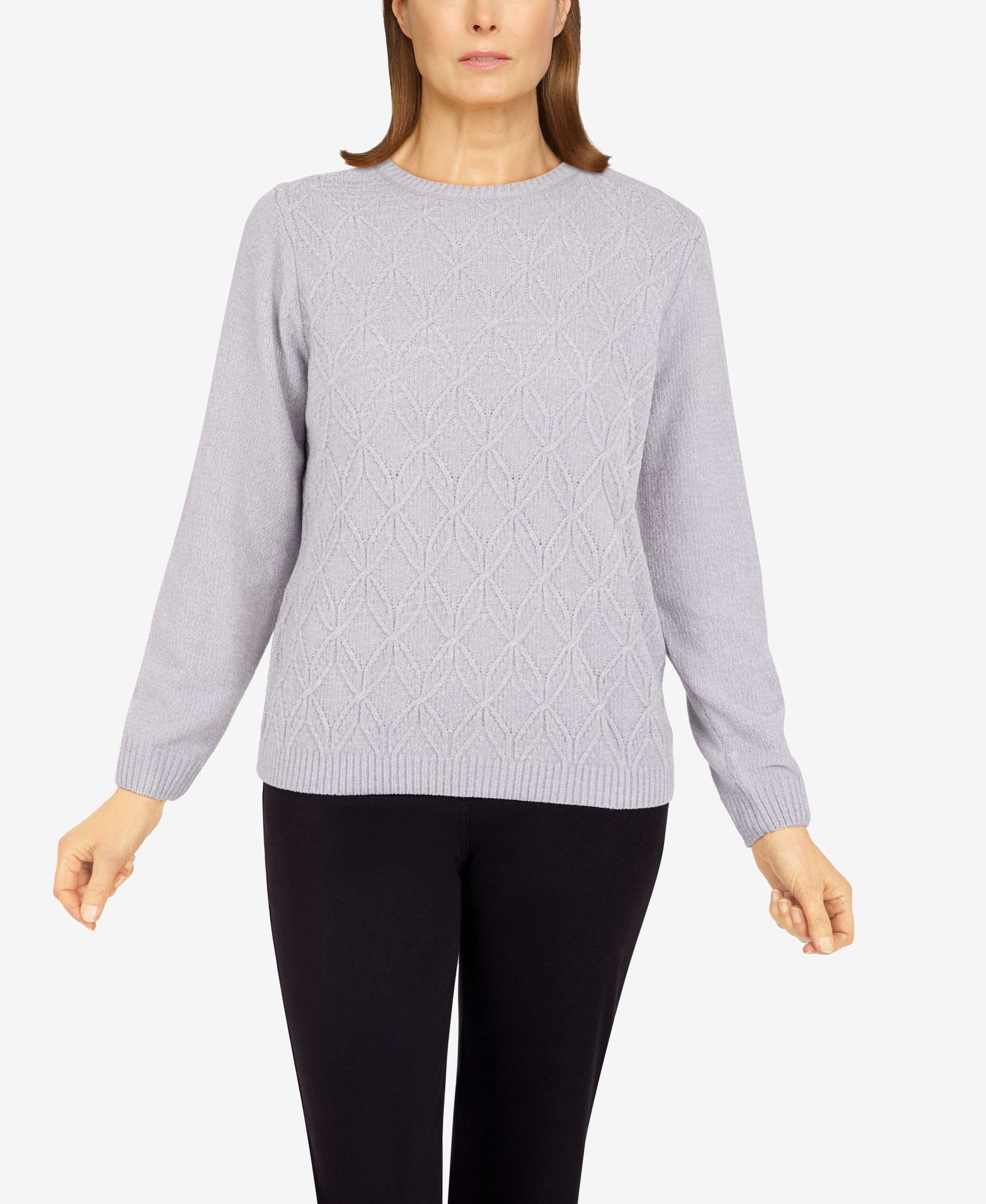 Alfred Dunner Petite Size Classics Chenille Cable Stitch Sweater