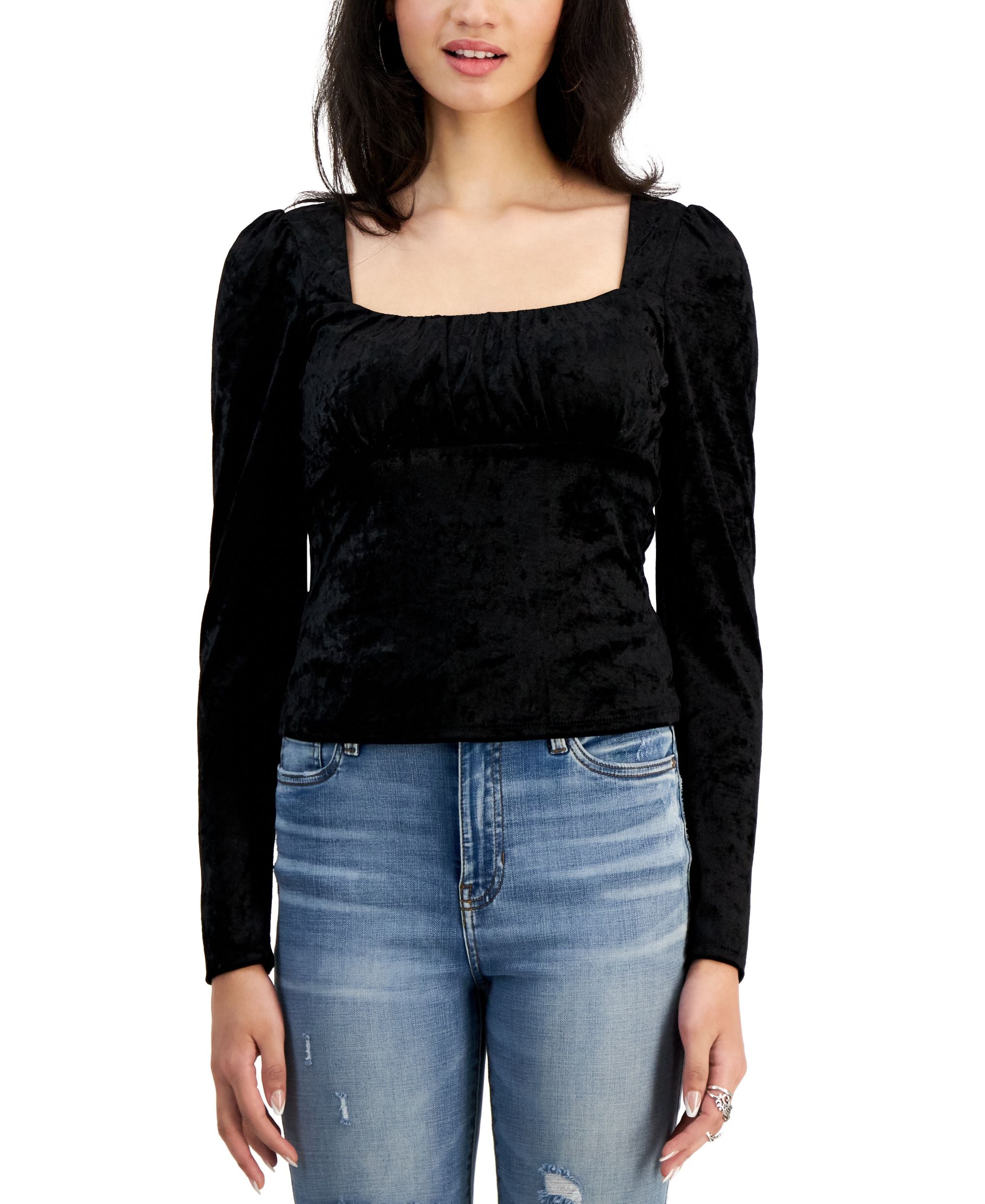 Juniors' Emma Square-Neck Empire-Waist Top