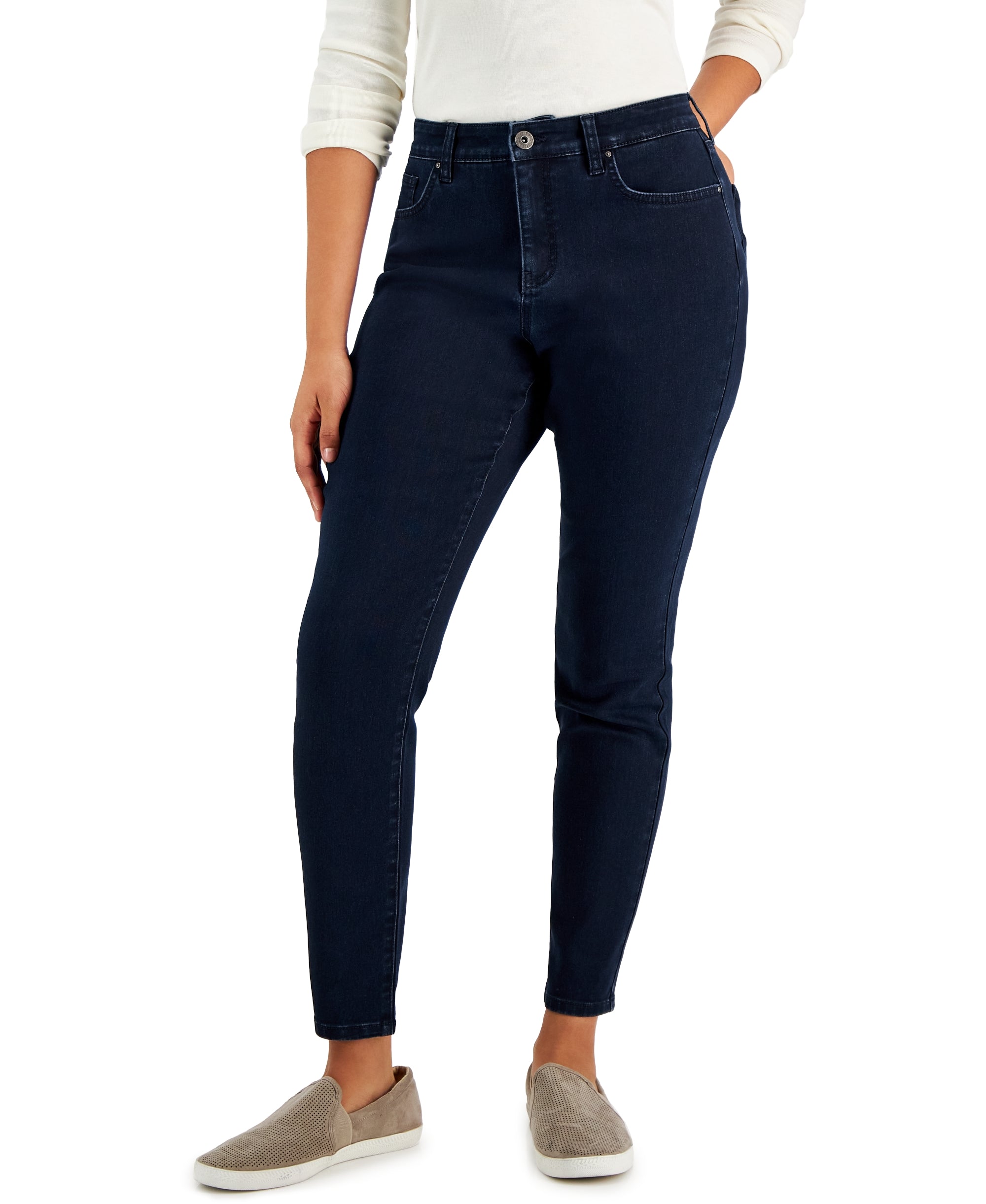 Women's Curvy-Fit Mid-Rise Skinny Jeans, Regular, Short and Long Lengths