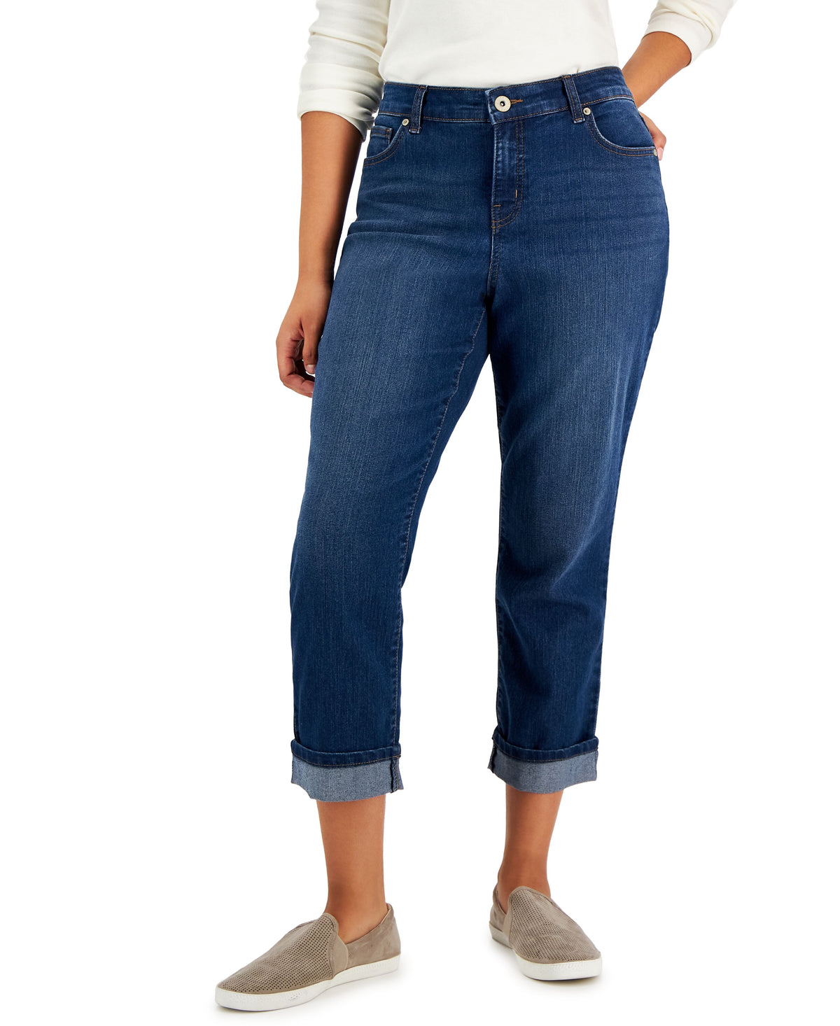 Curvy Cuffed Capri Jeans
