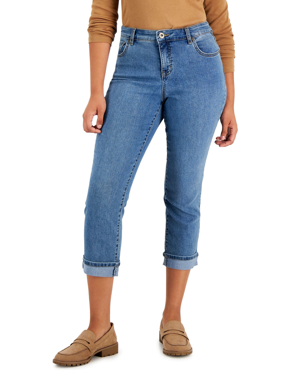 Curvy Cuffed Capri Jeans