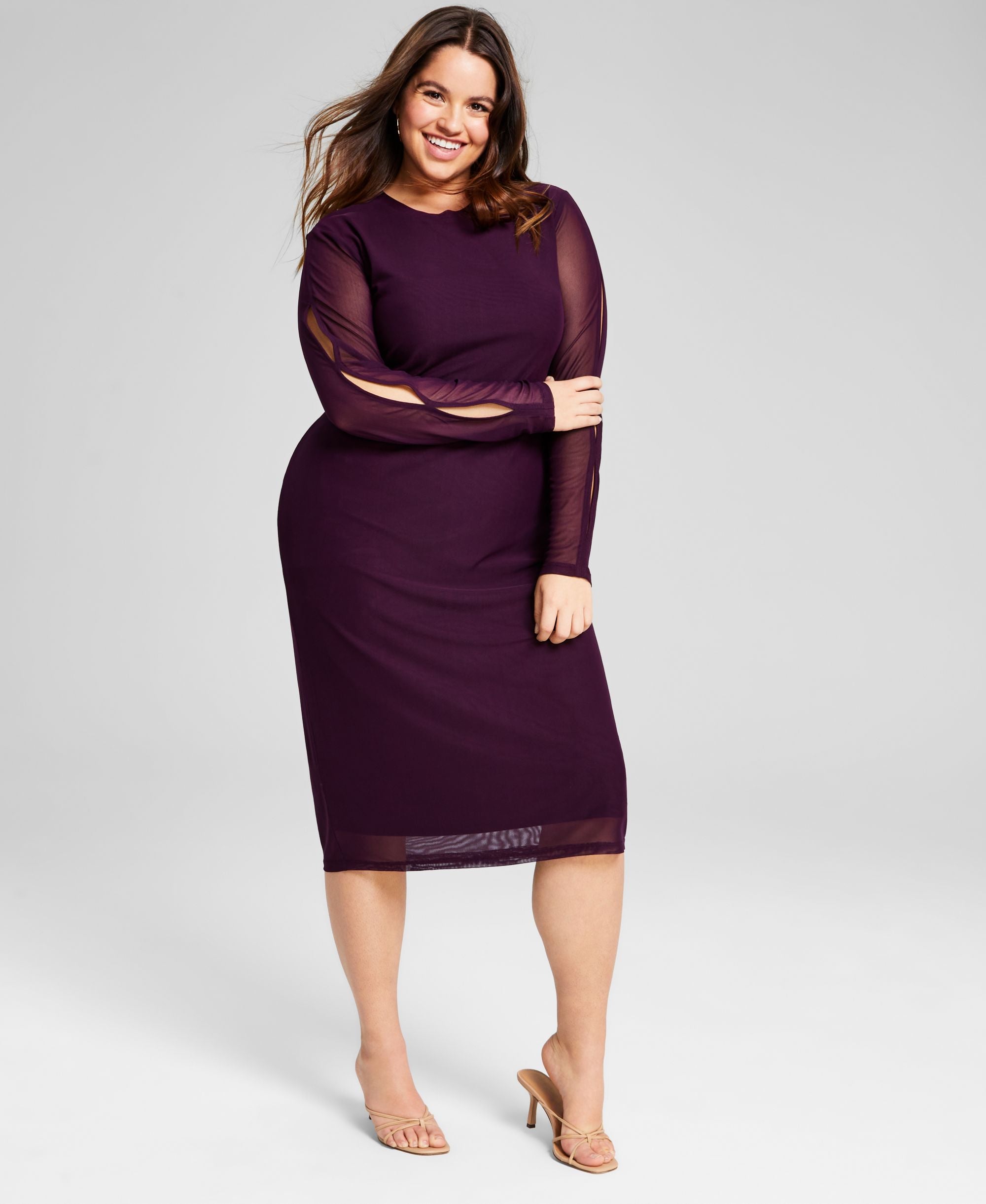 Trendy Plus Size Cutout Mesh Bodycon Dress