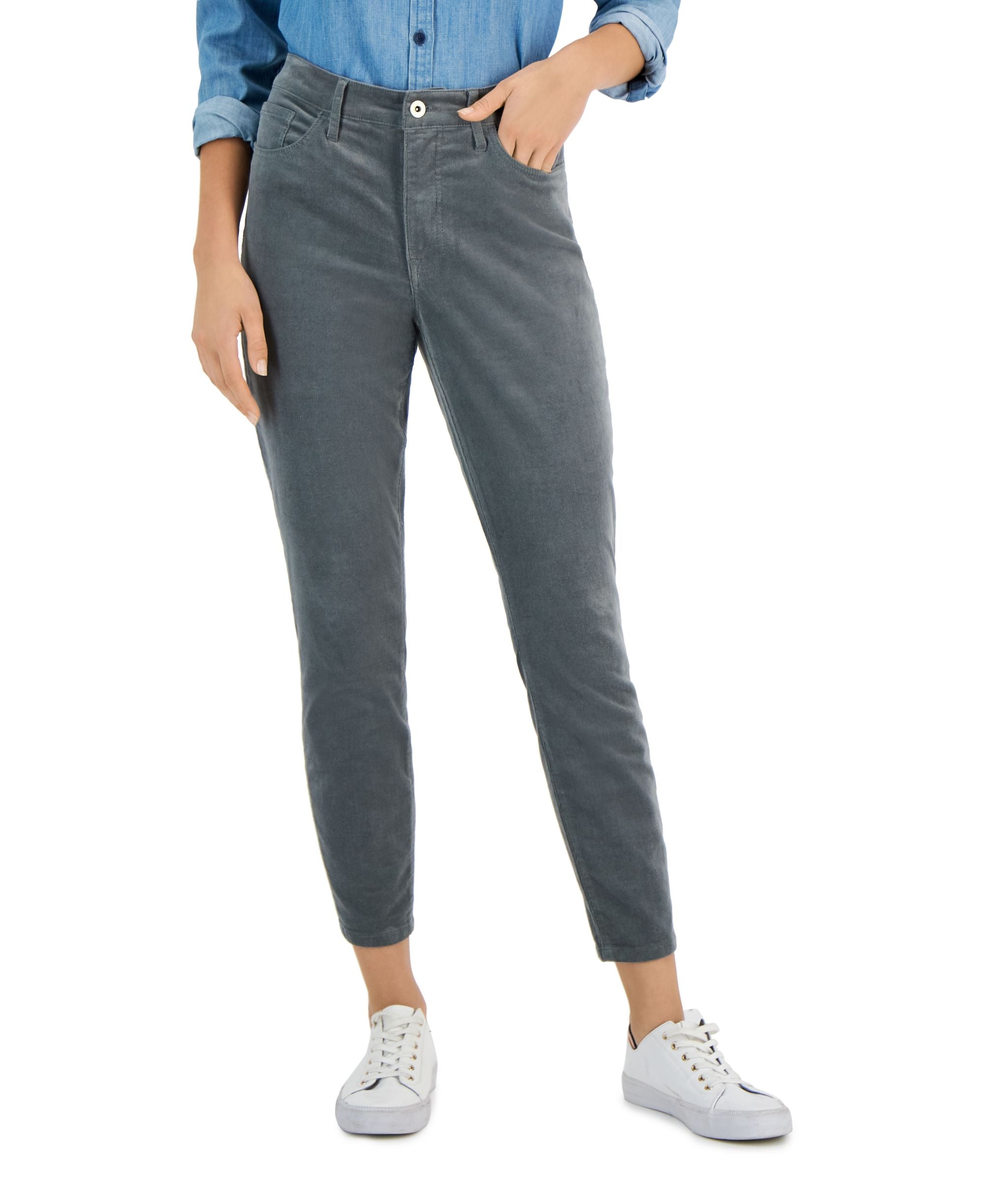 Tommy Hilfiger Womens Corduroy Skinny Ankle Pants