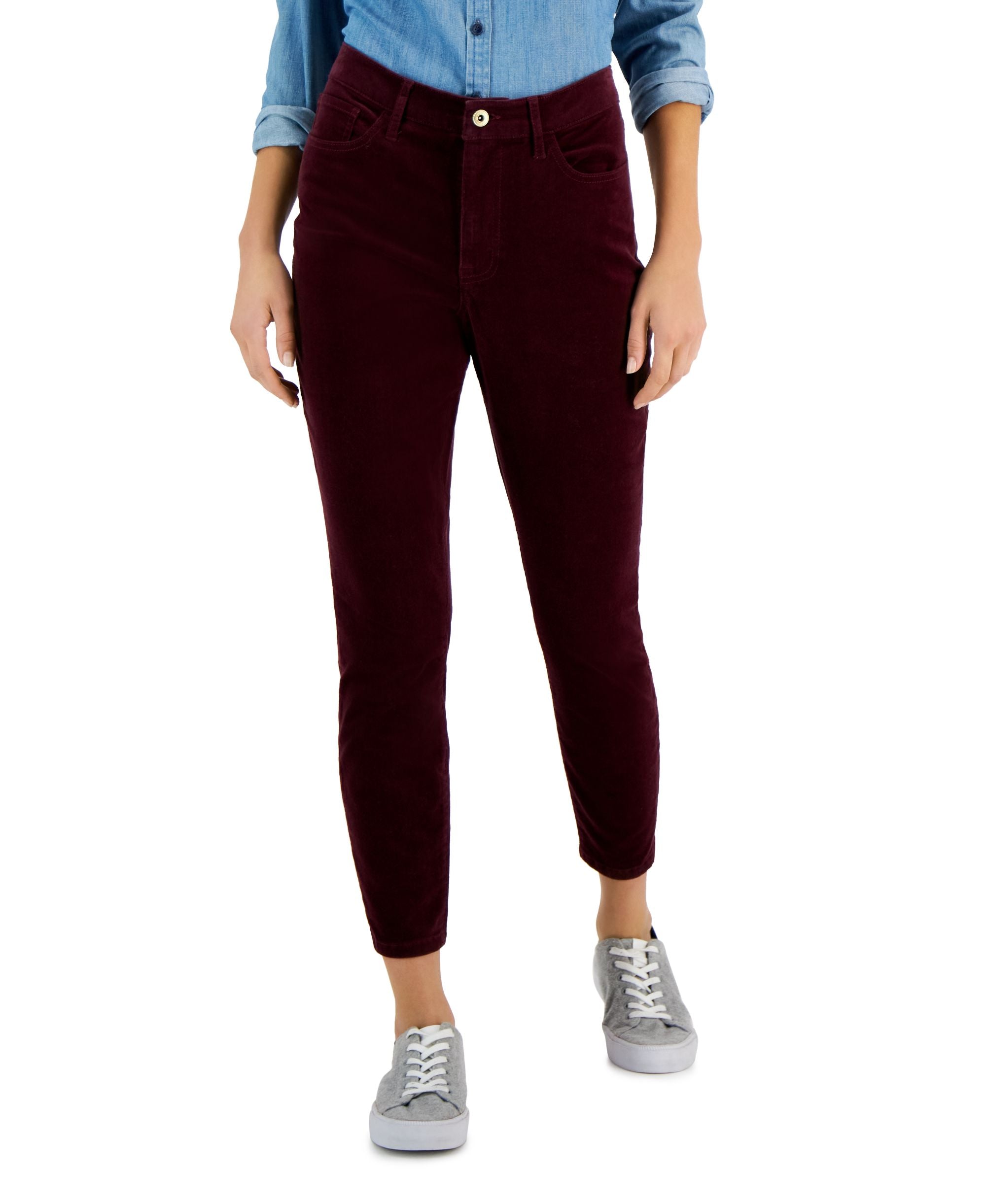 Tommy Hilfiger Womens Corduroy Skinny Ankle Pants