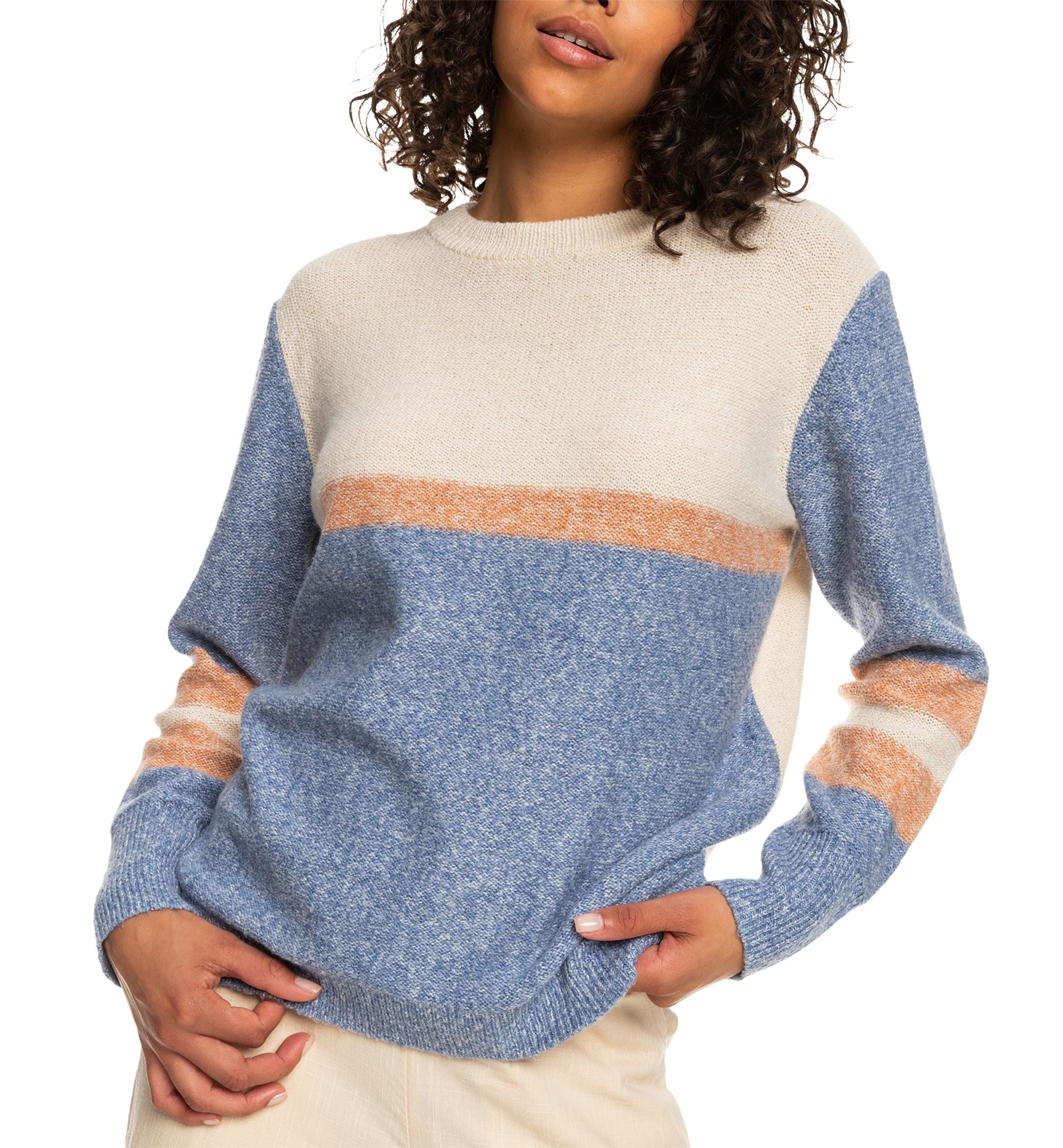 Juniors' Real Groove Striped Crewneck Sweater