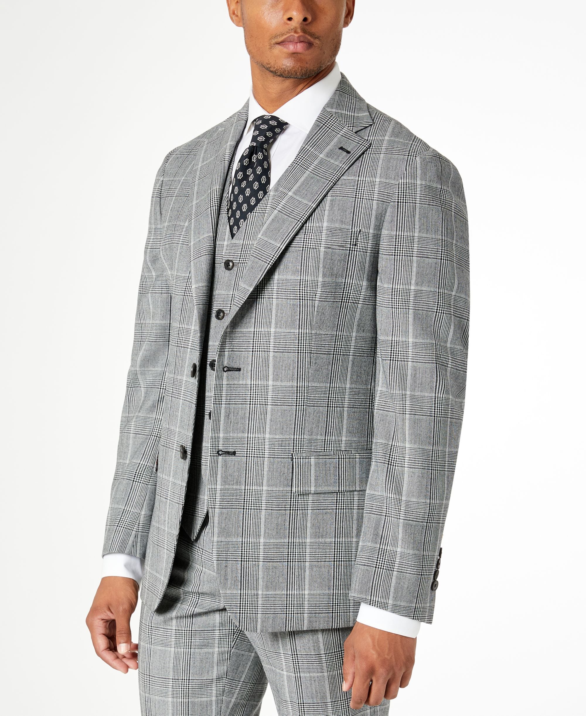 Men's Slim-Fit Plaid Suit Jacket