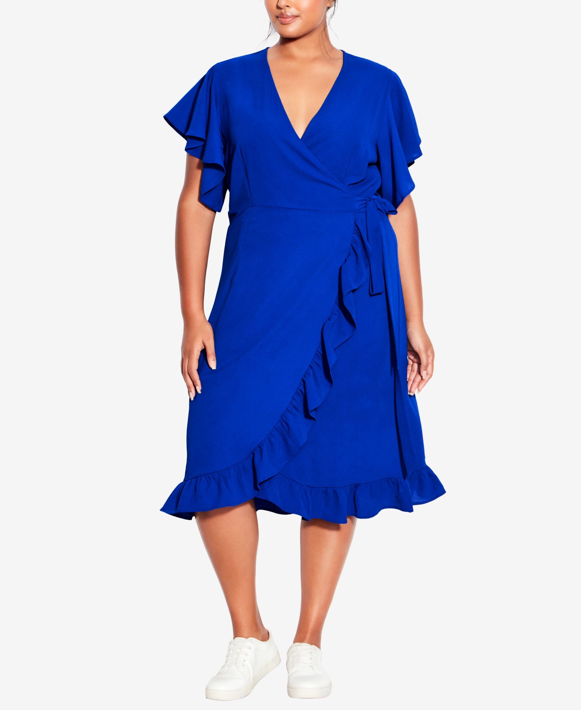 Plus Size It's a Wrap Plain Dress