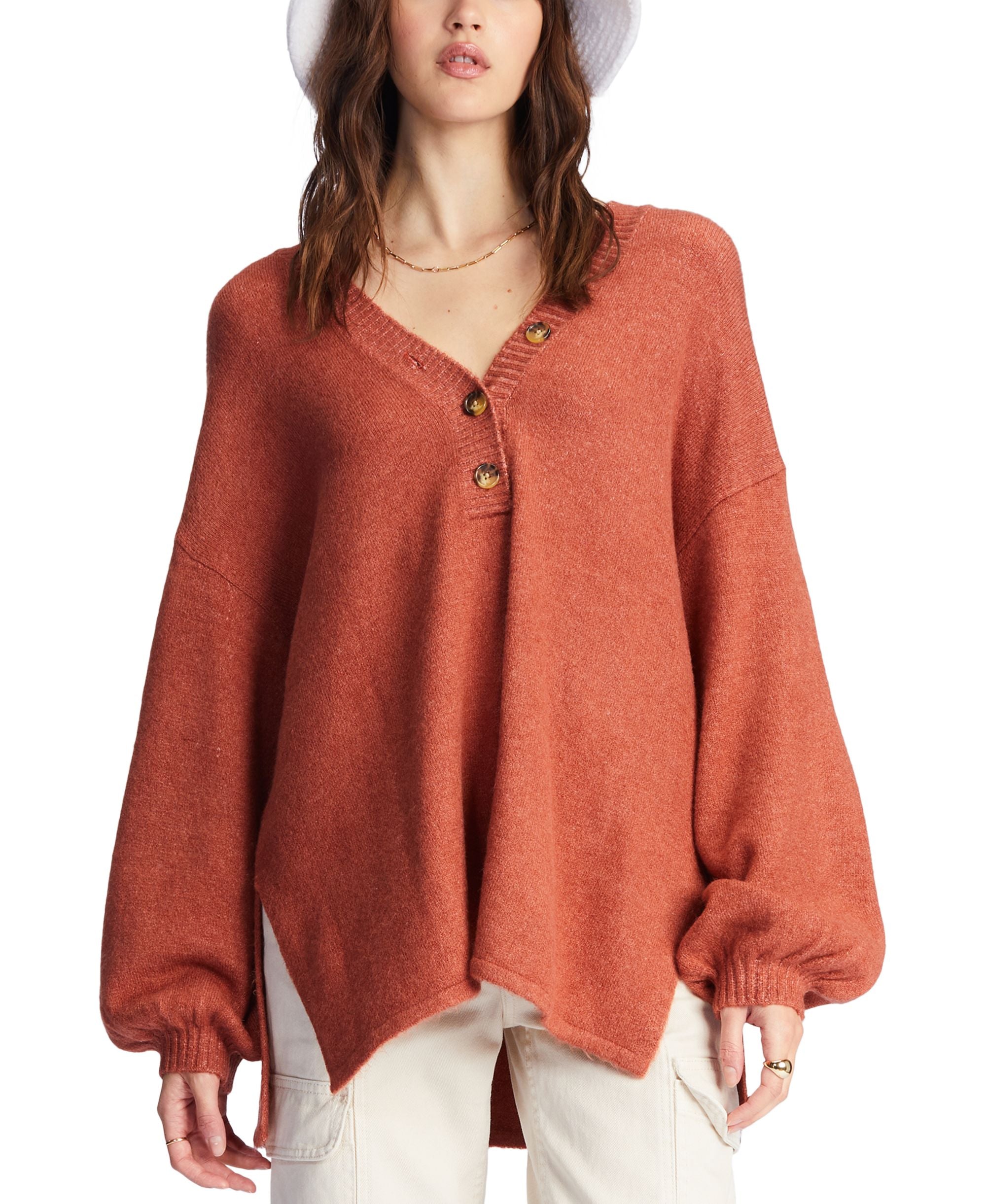 Juniors' Sol Chasing Henley Sweater