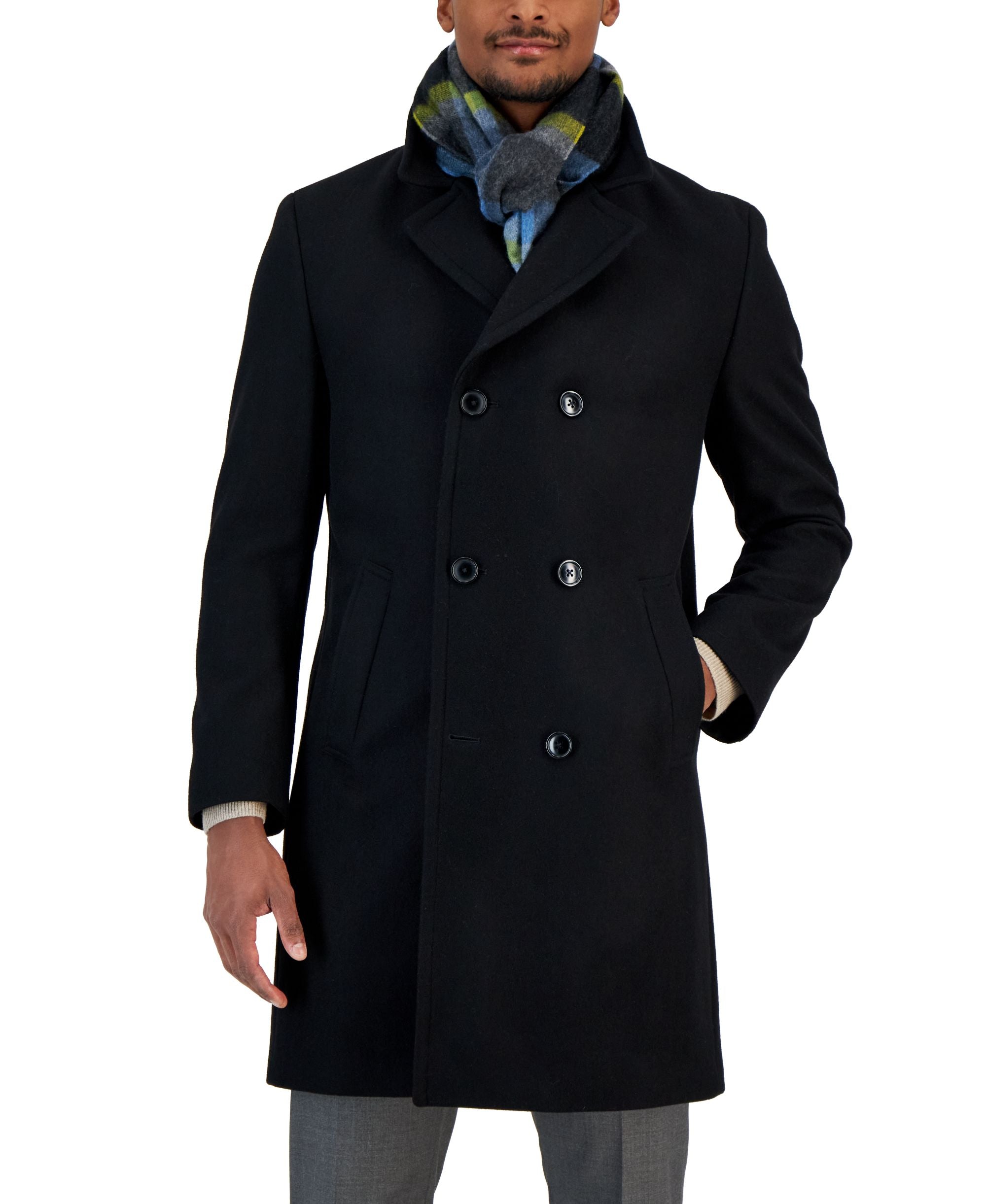 Men's Classic-Fit Double Breasted Wool Overcoat