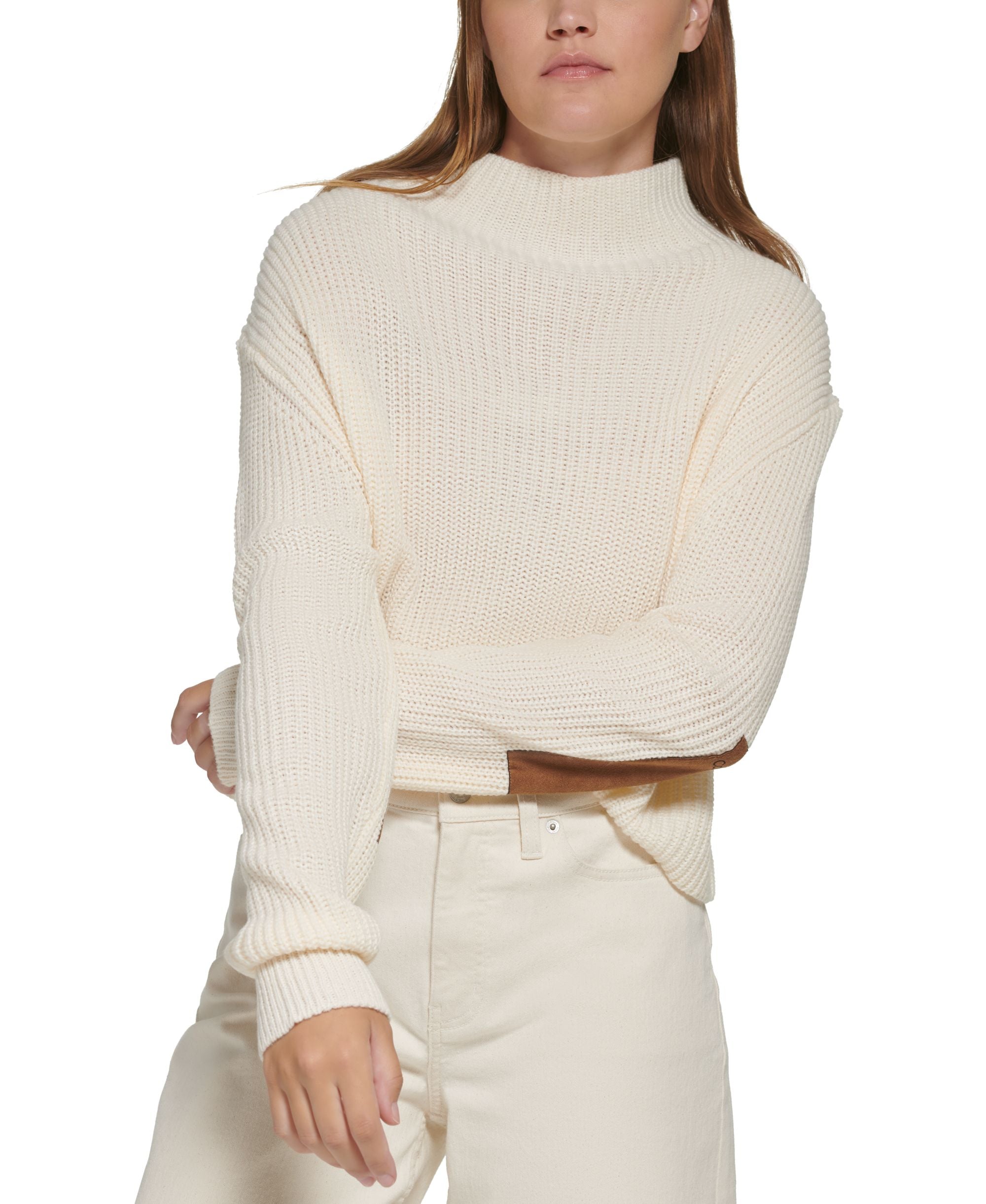 Women's Patched Mock Neck Sweater