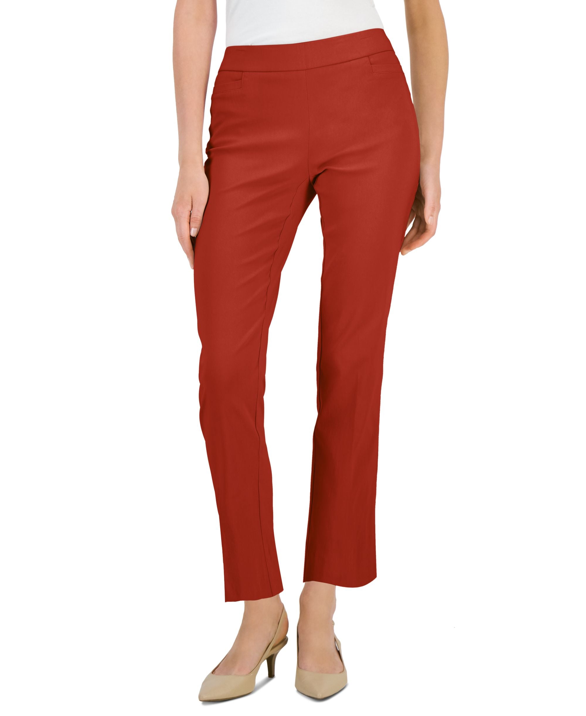 JM Collection Petite Tummy Control Pull On Pants