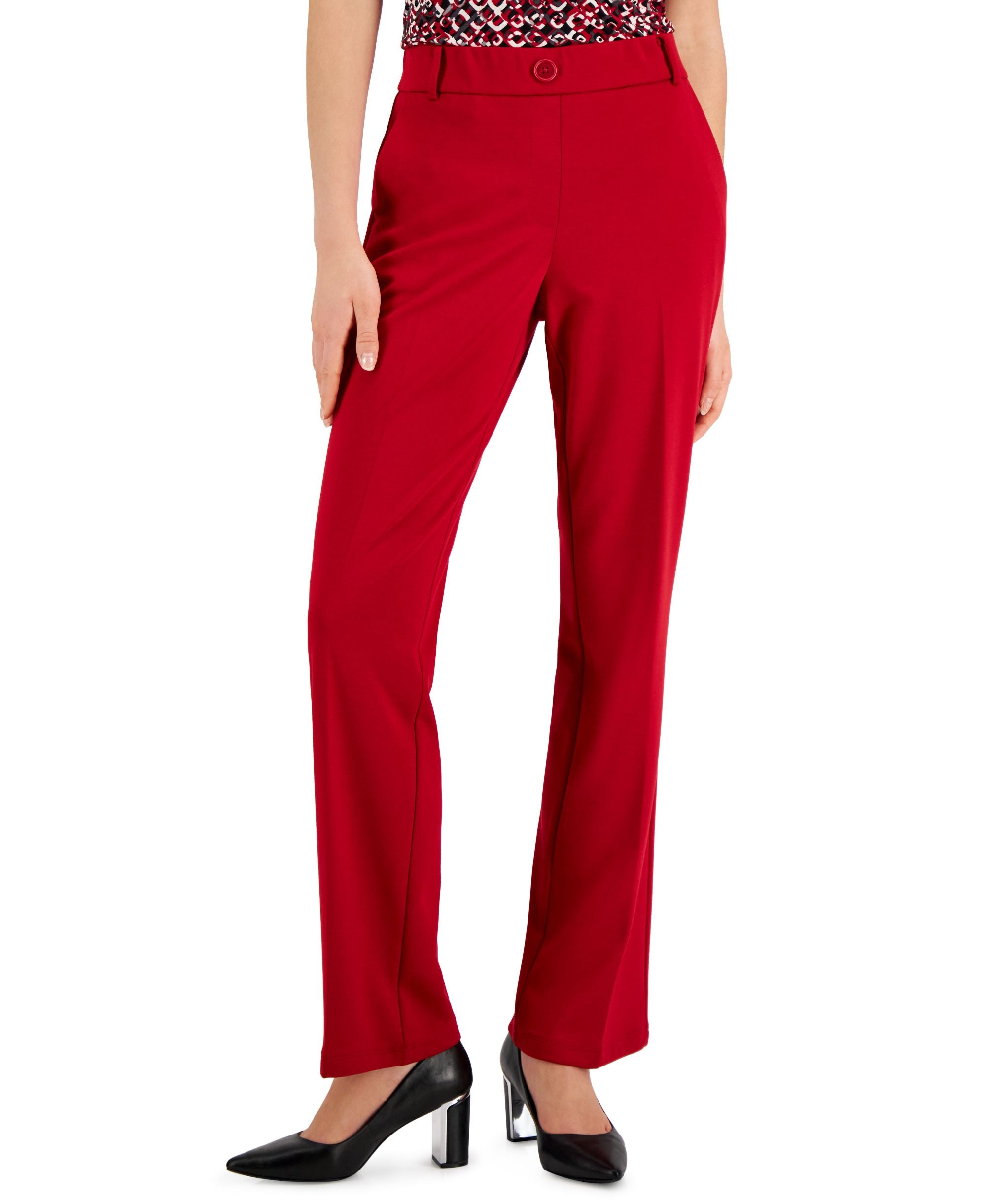 Kasper Petite Faux Fly Pull On Wide Leg