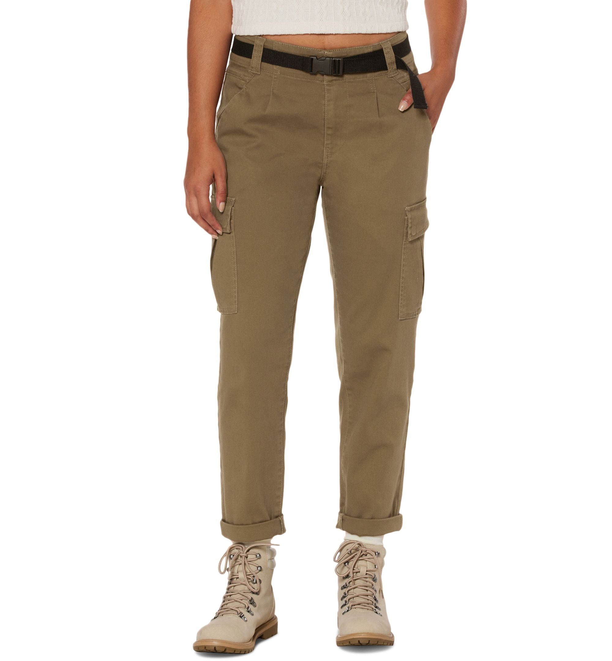 Juniors' Jordana High Rise Belted Cargo Pants