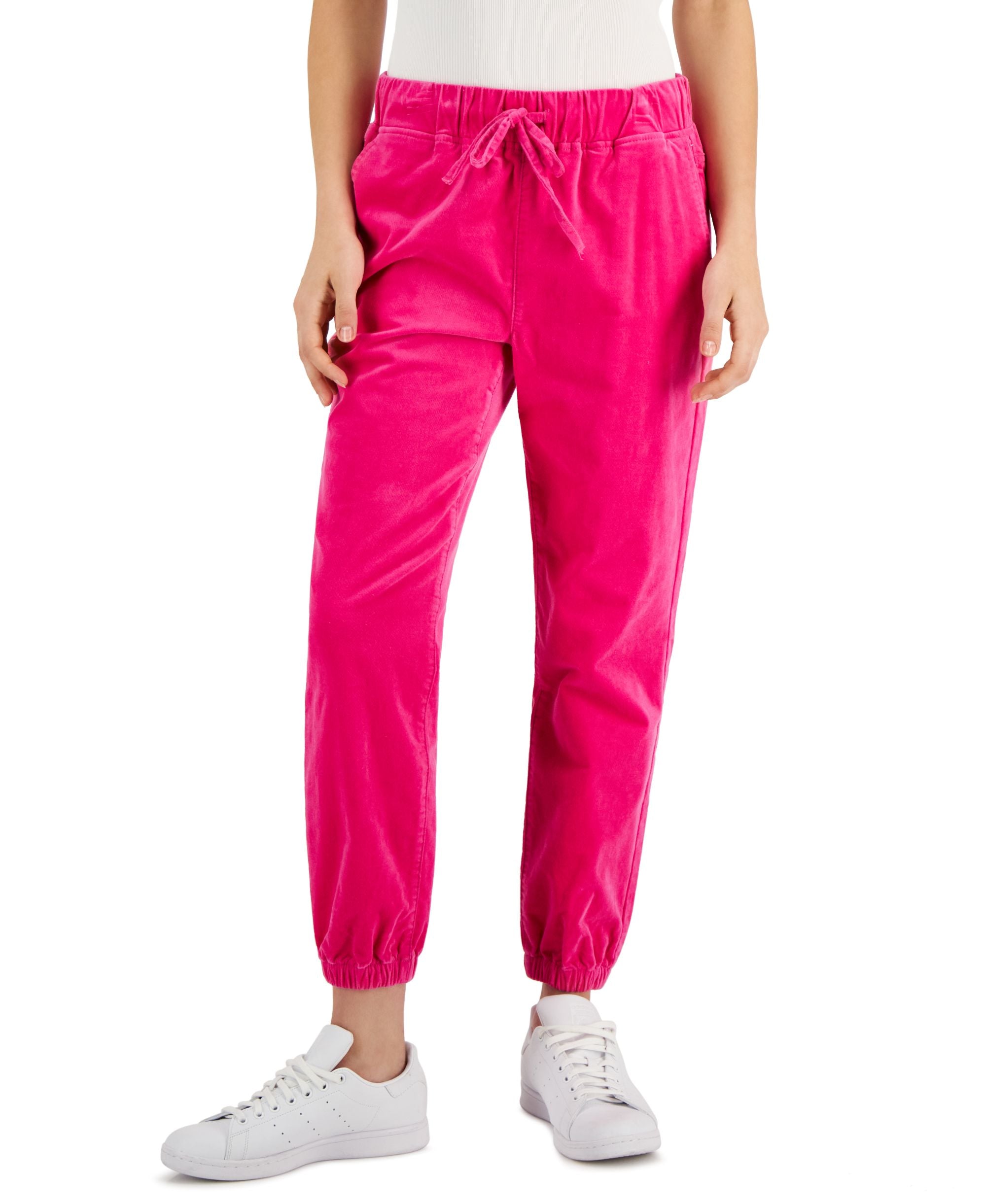 Juniors' Velvet Drawstring Jogger Pants