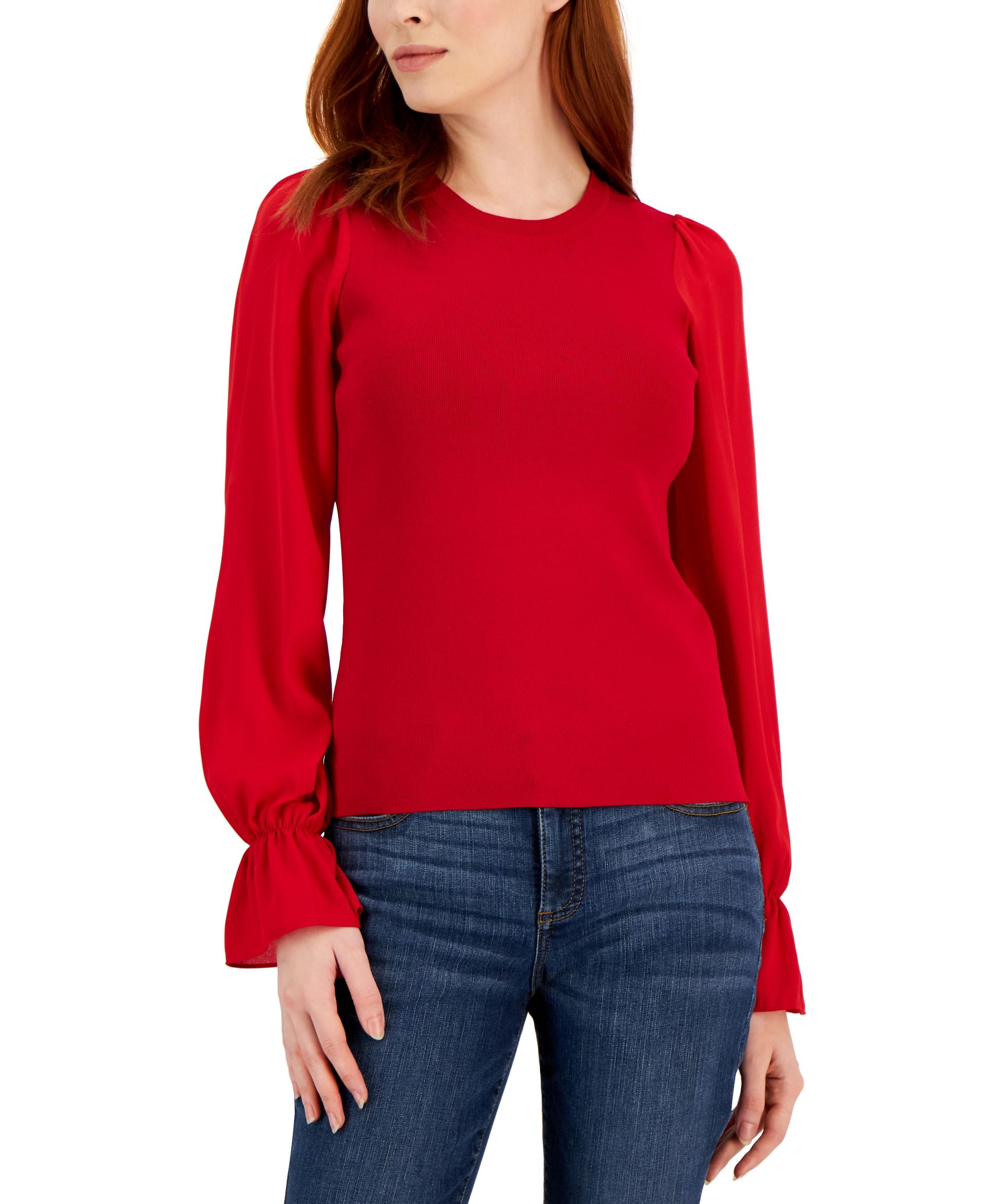 Women's Woven Sleeve Sweater