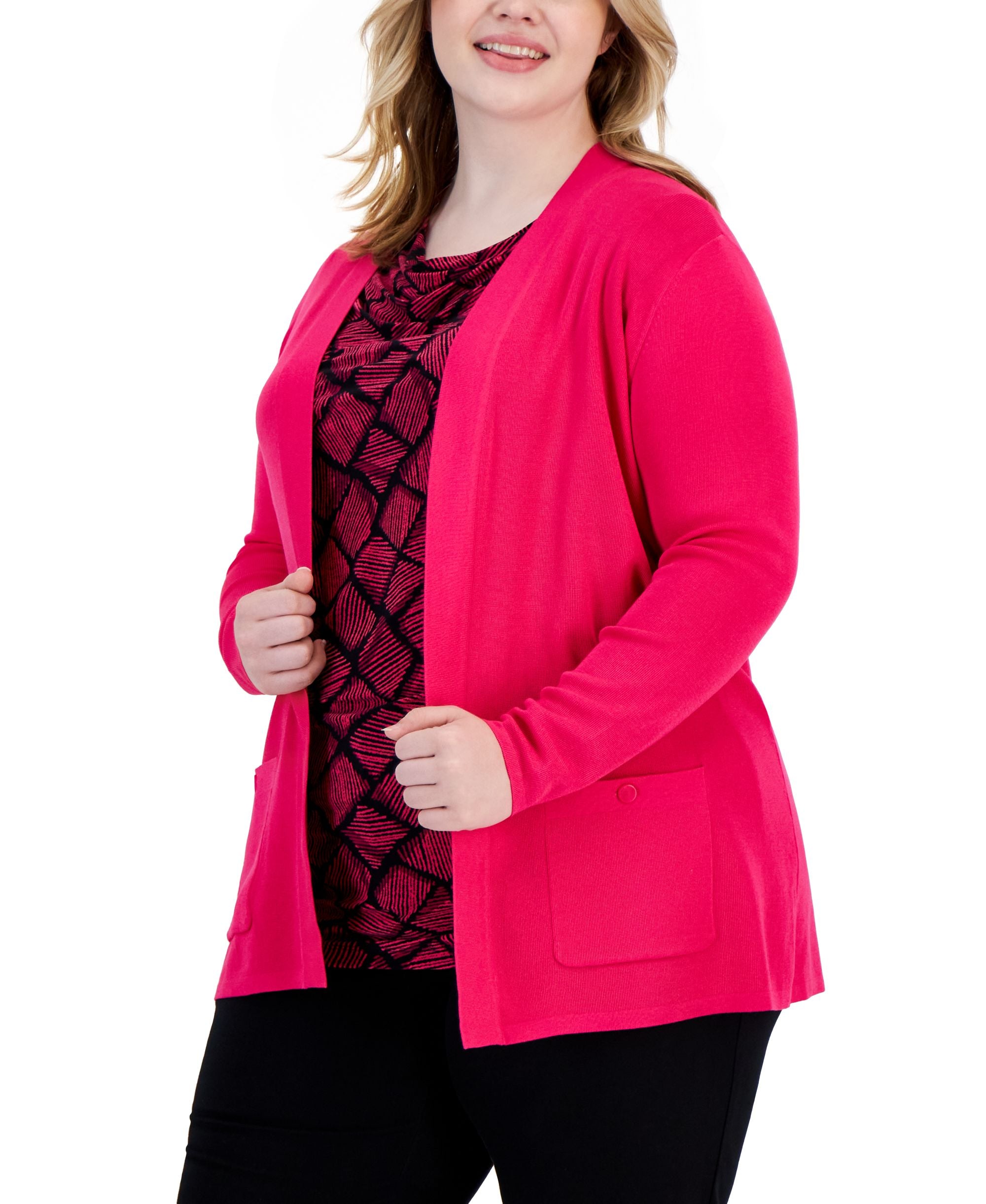 Plus Size Open-Front Cardigan