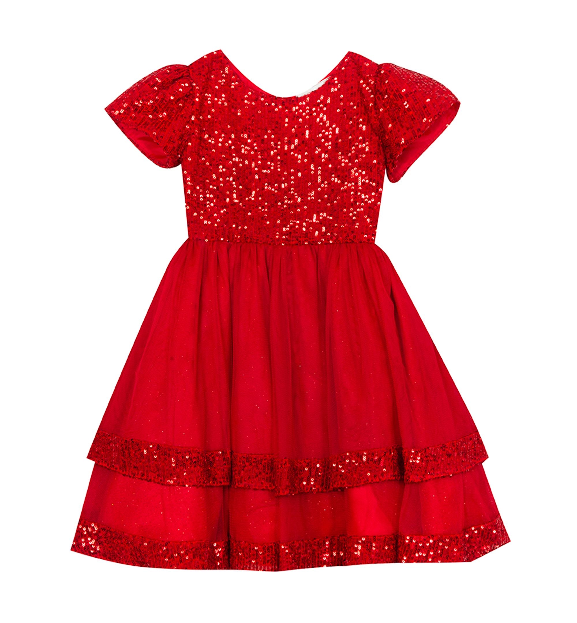 Rare Editions Little Girls Sequin Bodice Dress With Mesh Skirt