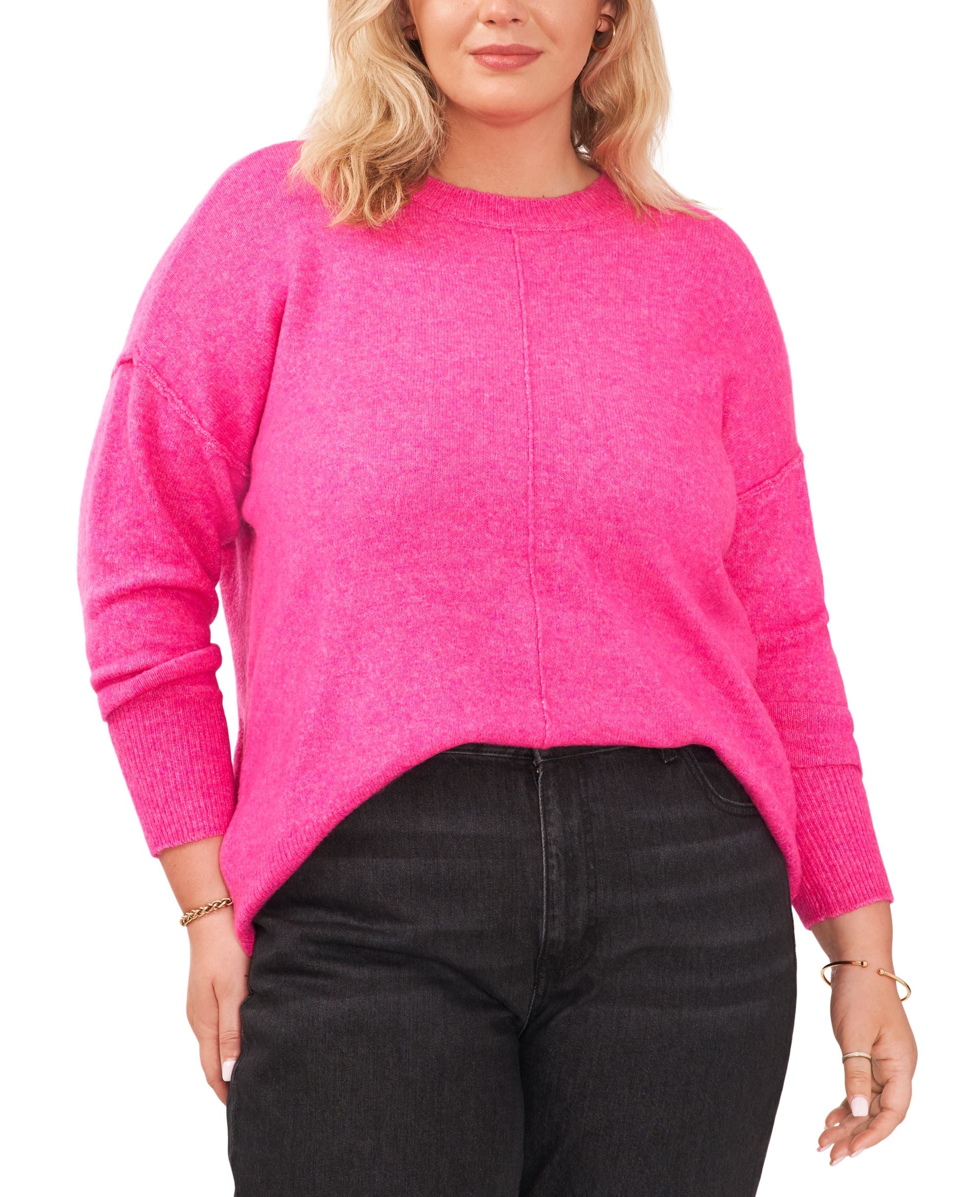 Vince Camuto Plus Size Crewneck Sweater Silver