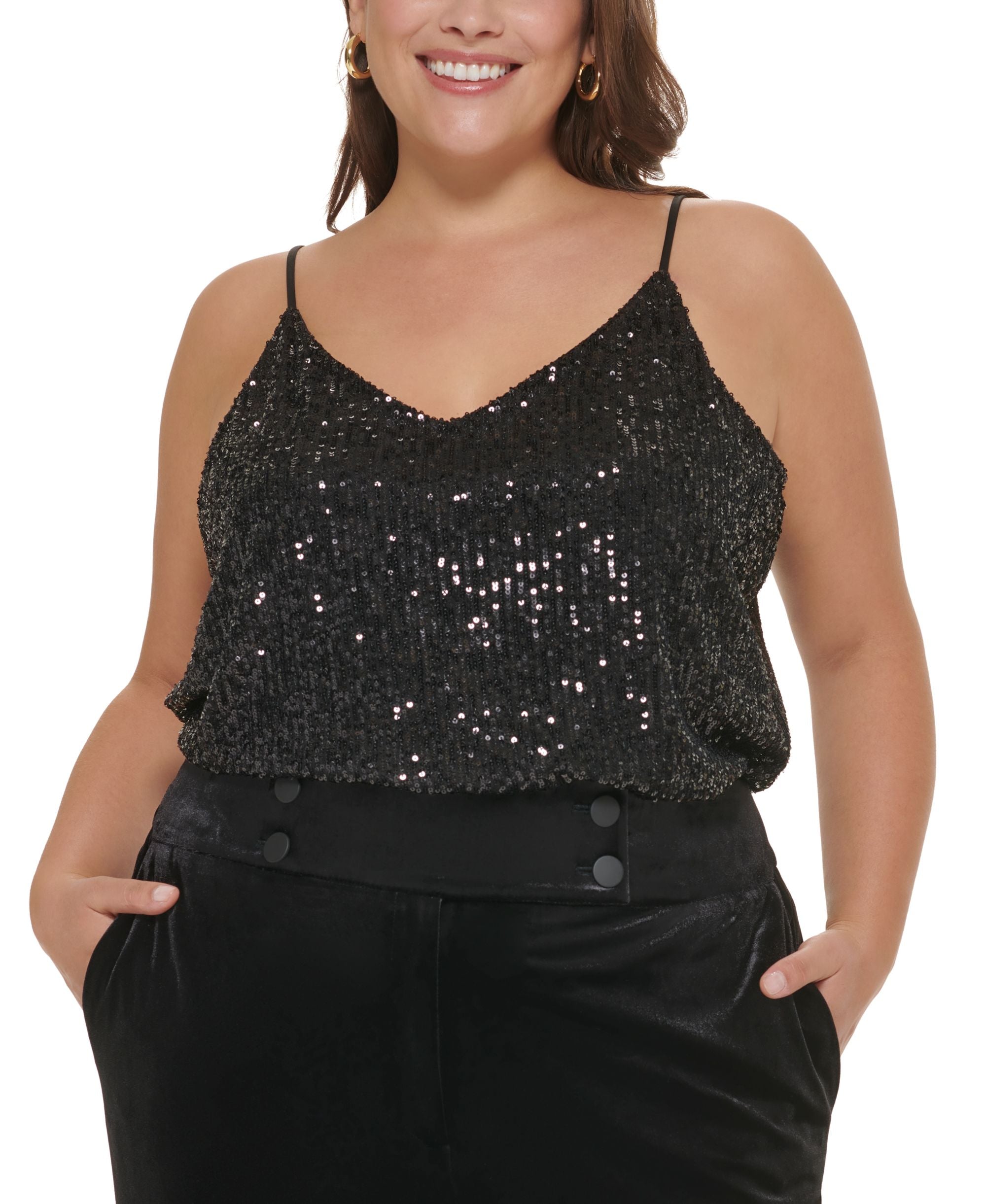 Calvin Klein Plus Size Sequined Strappy Camisole