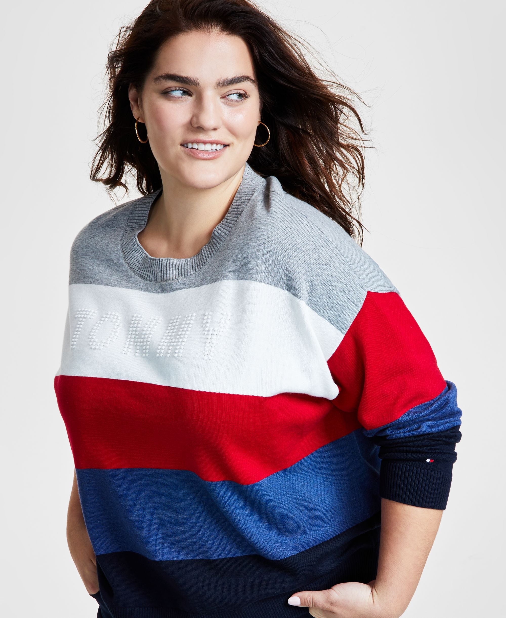 Tommy Hilfiger Plus Size Striped Bubble Sweater