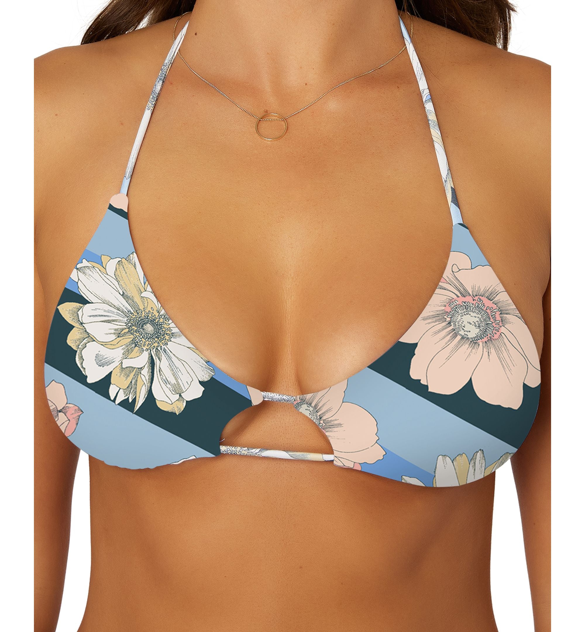 Juniors' Roxbury Madrid Printed Strappy Halter Bikini Top