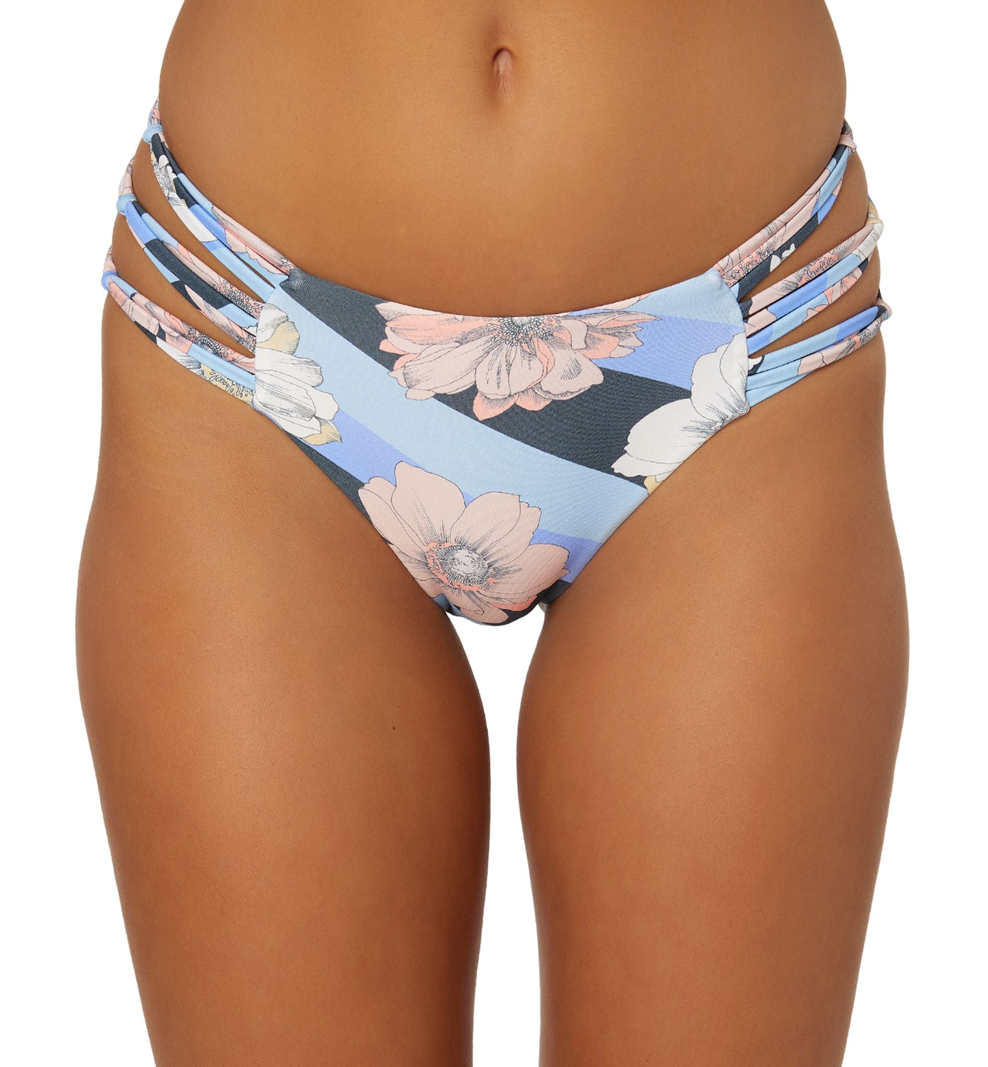 Roxbury Boulders Floral-Print Strappy Bikini Bottoms