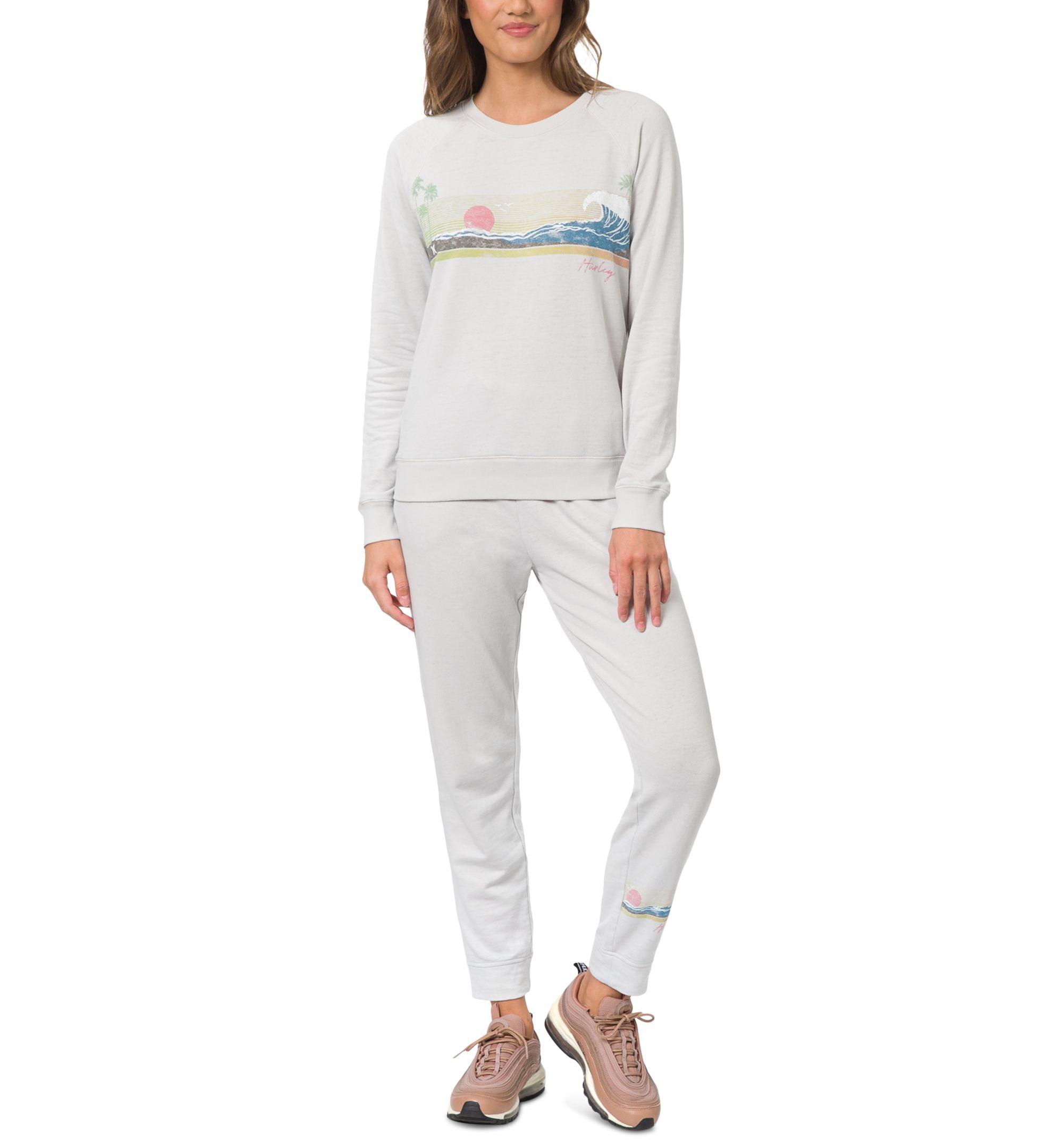 Juniors' Wavez Burnout Fleece High-Rise Joggers