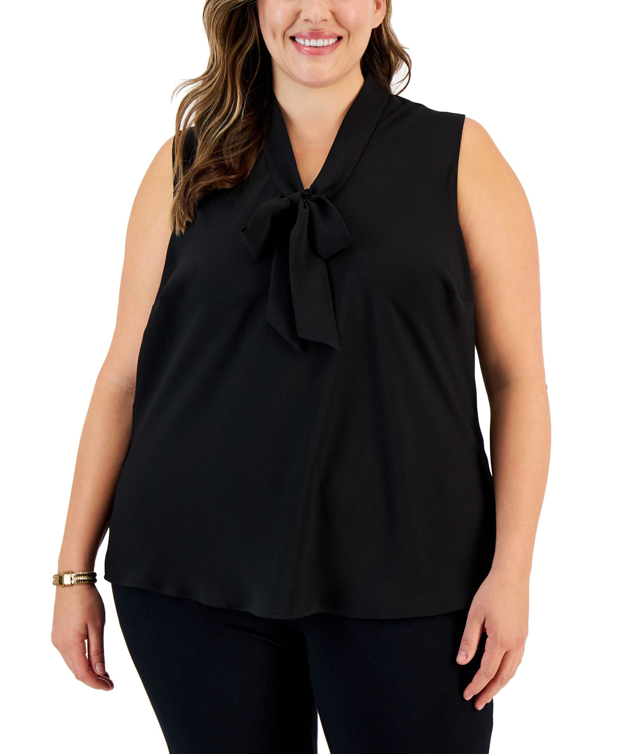 Kasper Plus Size Twist Neck Top