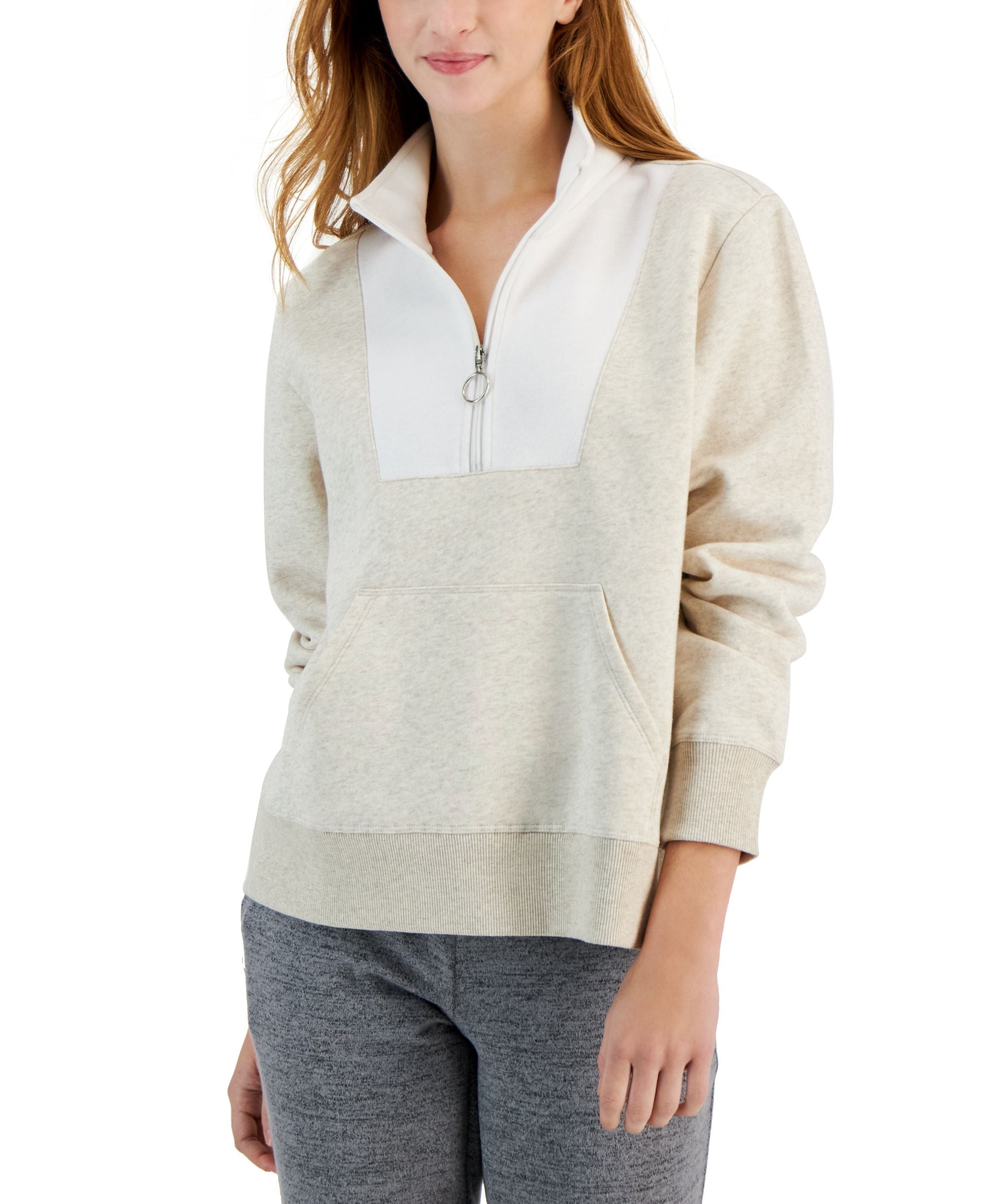 Women's Relaxed Colorblocked Zip Sweatshirt Pullover