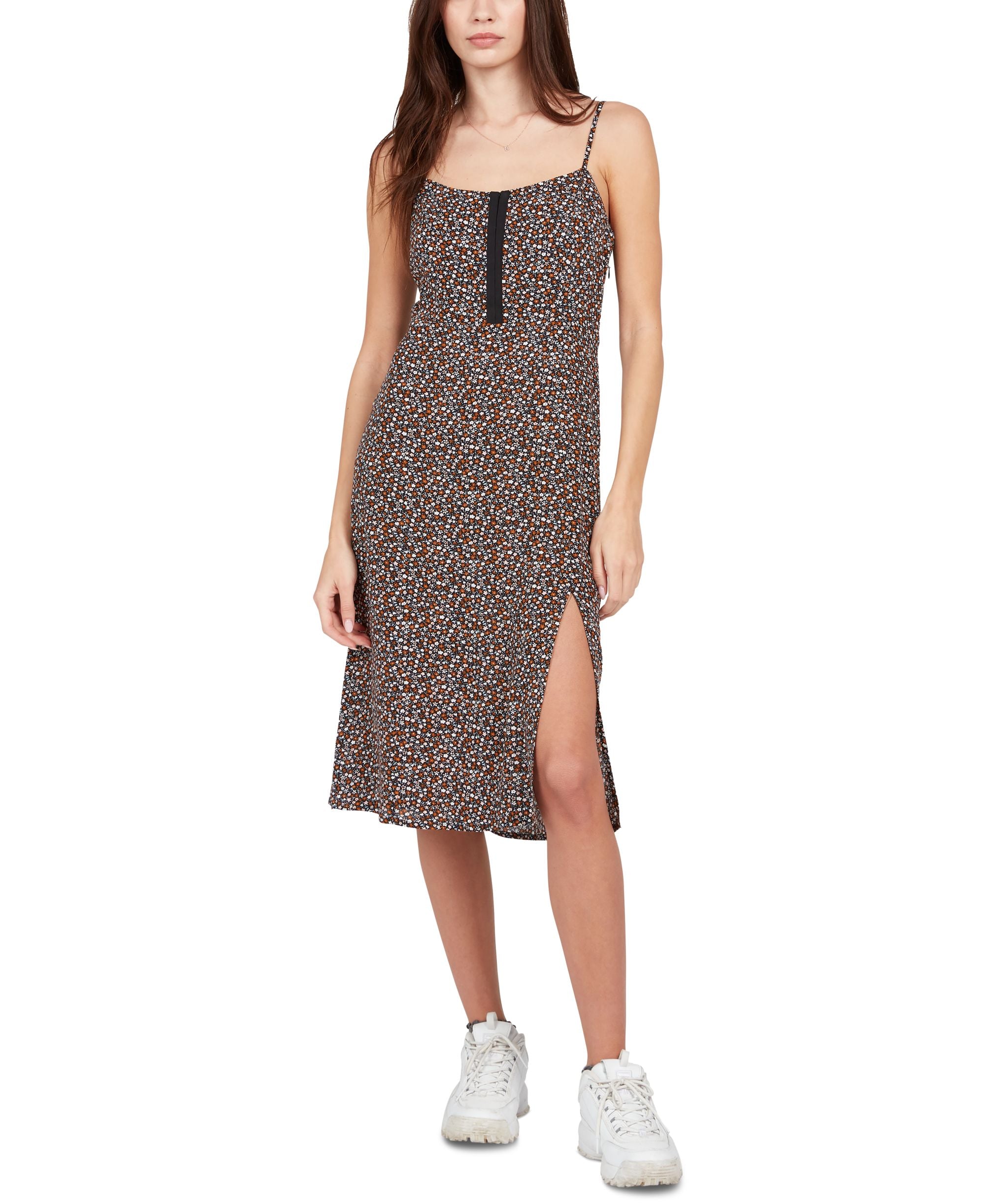 Juniors' Printed Hey Stone Hey Slit-Front Dress