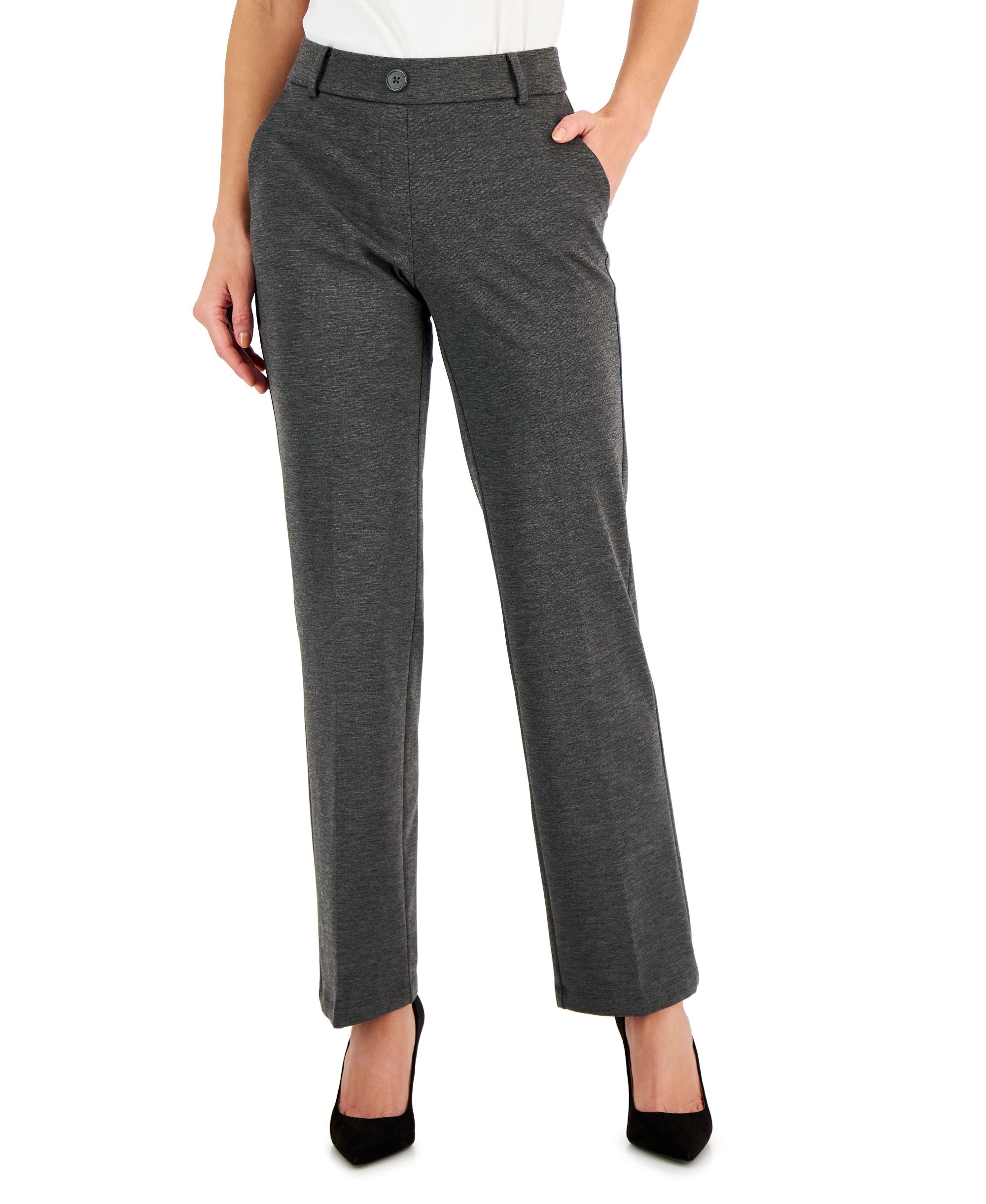 Kasper Petite Faux Fly Pull On Wide Leg