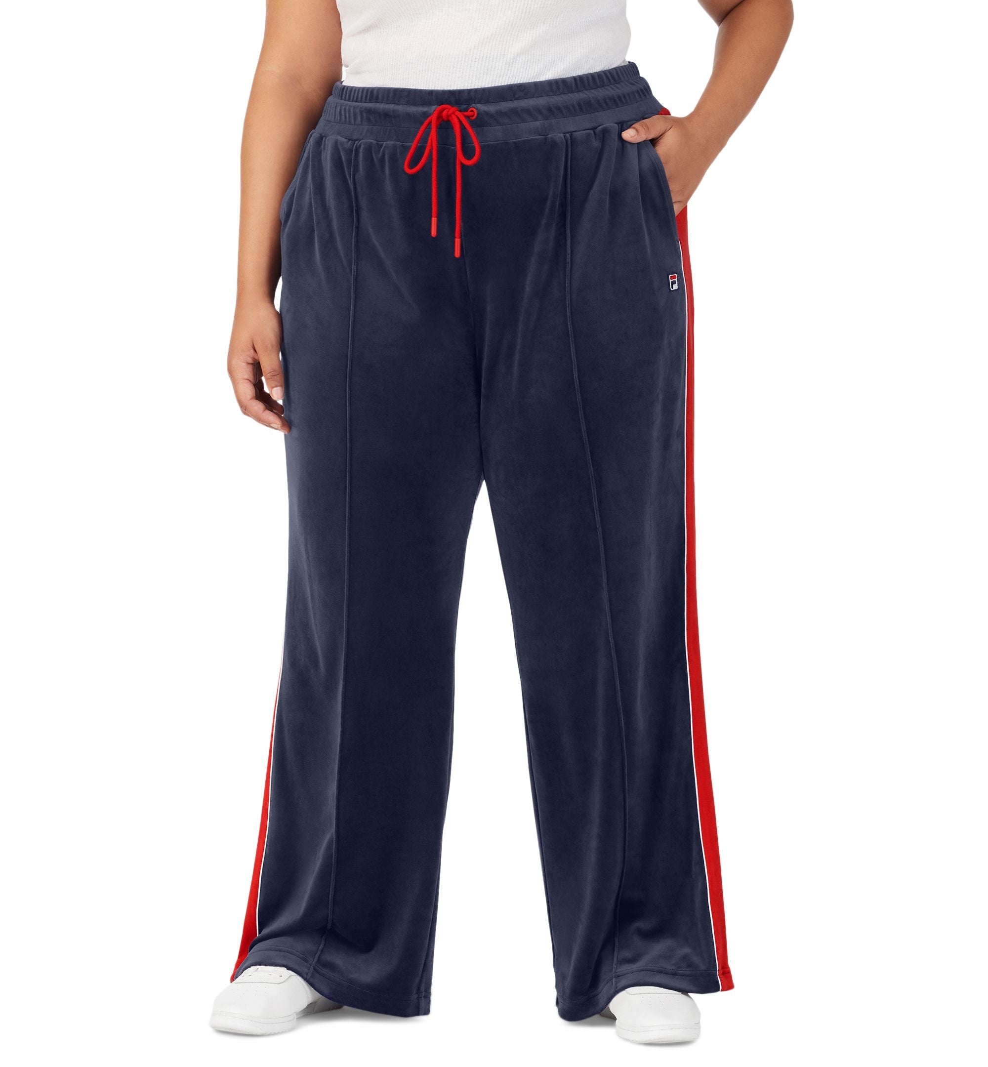 Fila Plus Size Valery Mid Rise Drawstring Velour Pants