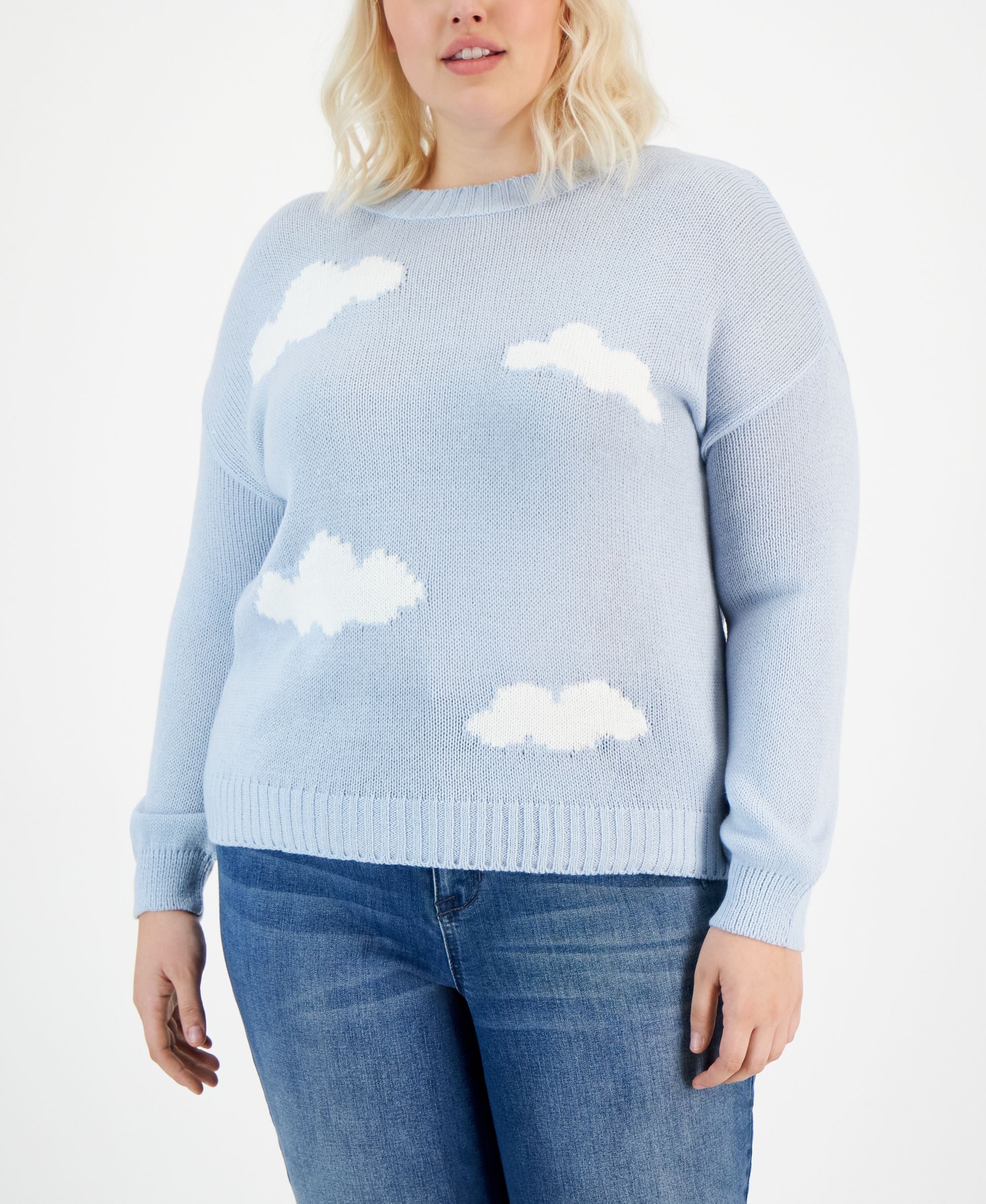 Plus Size Dropped-Shoulder Cloud Sweater