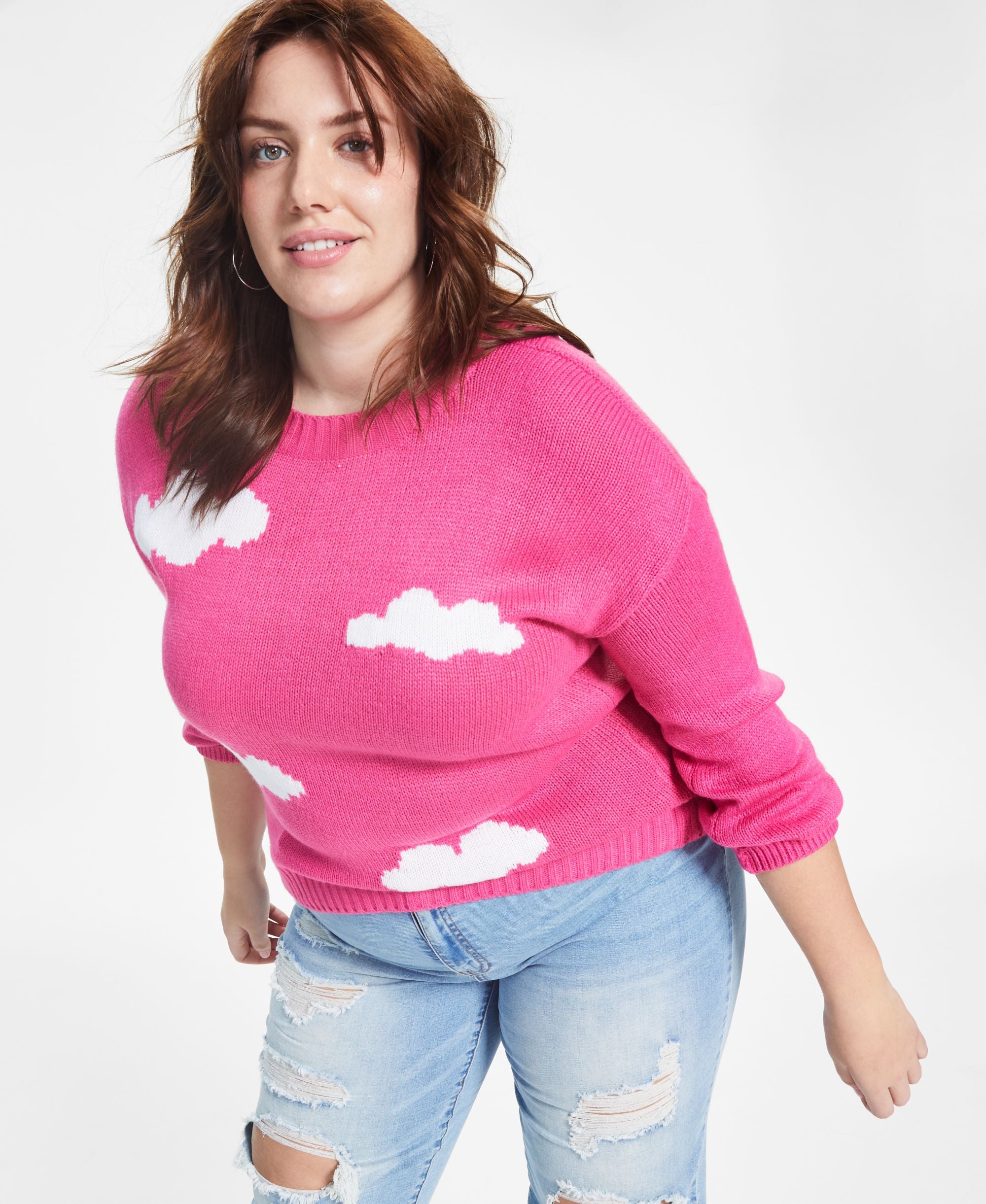 Plus Size Dropped-Shoulder Cloud Sweater