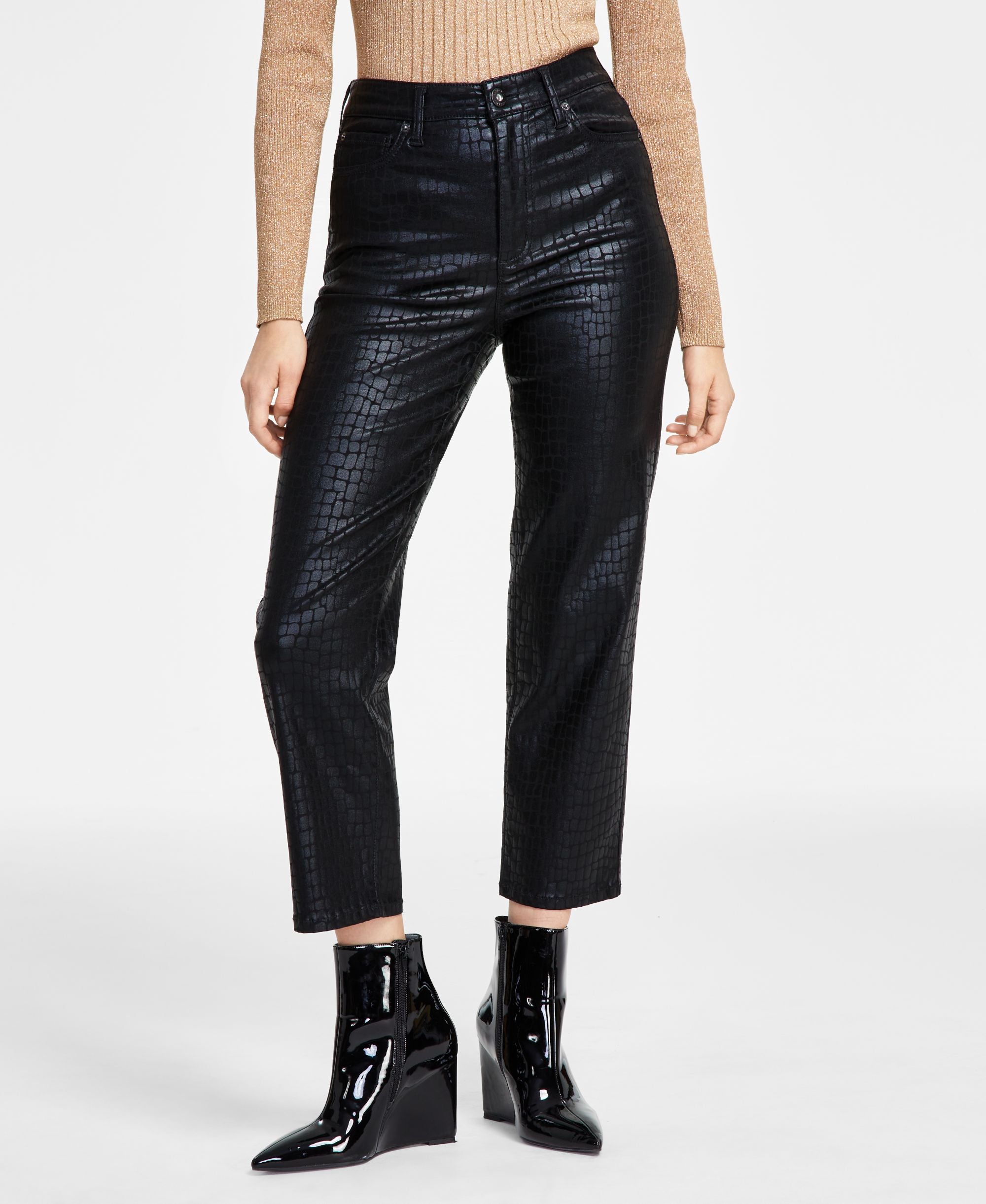 INC International Concepts Womens Animal Print Straight Leg Jeans