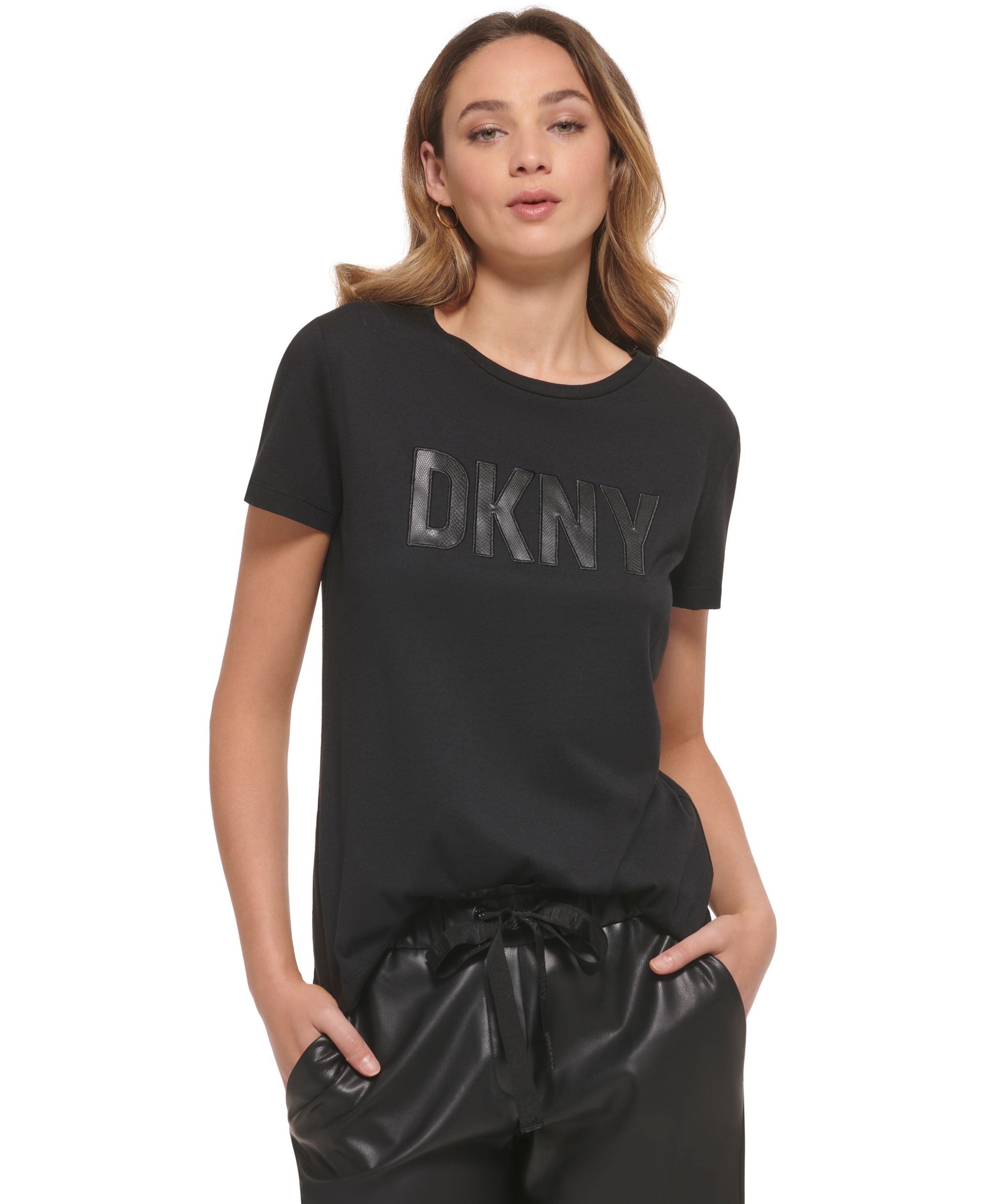 Women's Textured Logo Crewneck Short-Sleeve T-Shirt