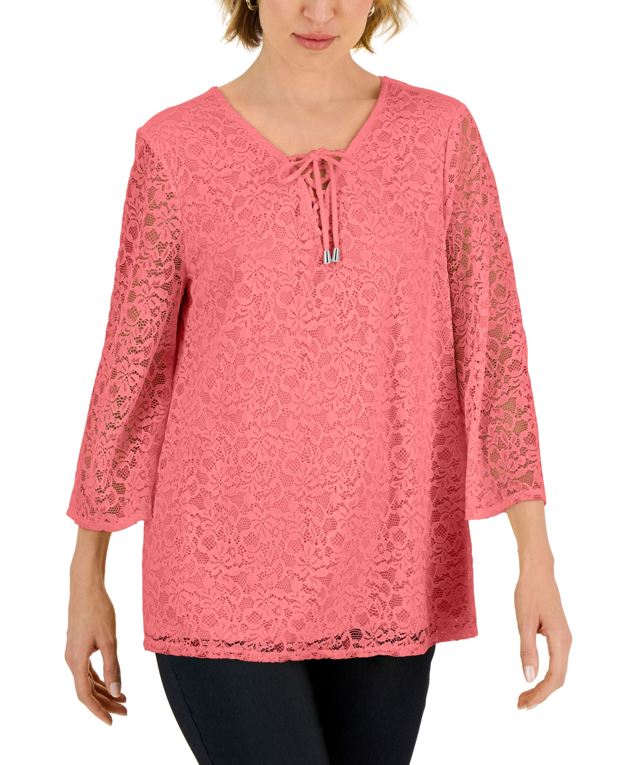 Women's Lace-Up Lace Top