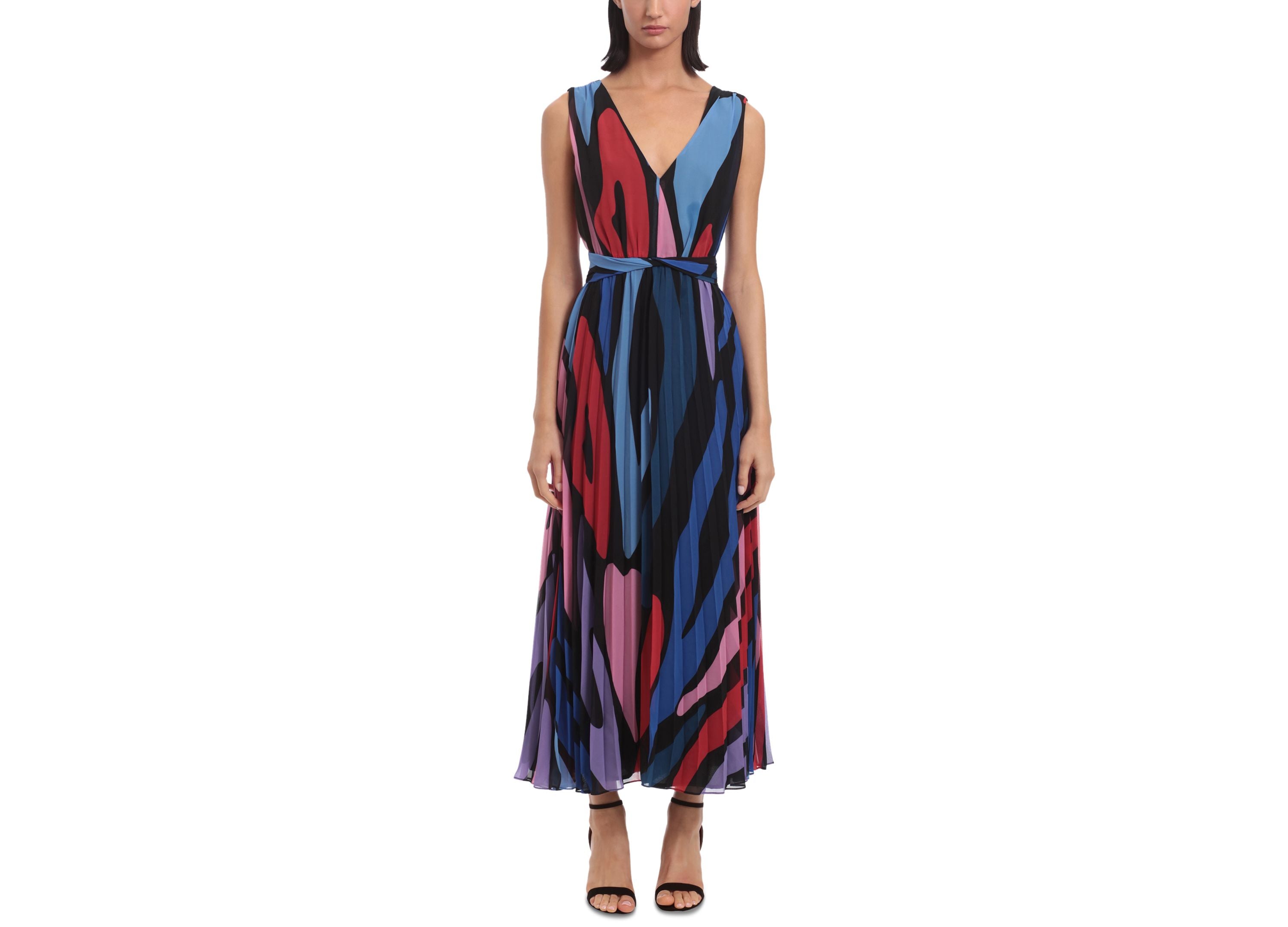 Women's Printed Pleated Maxi Dress
