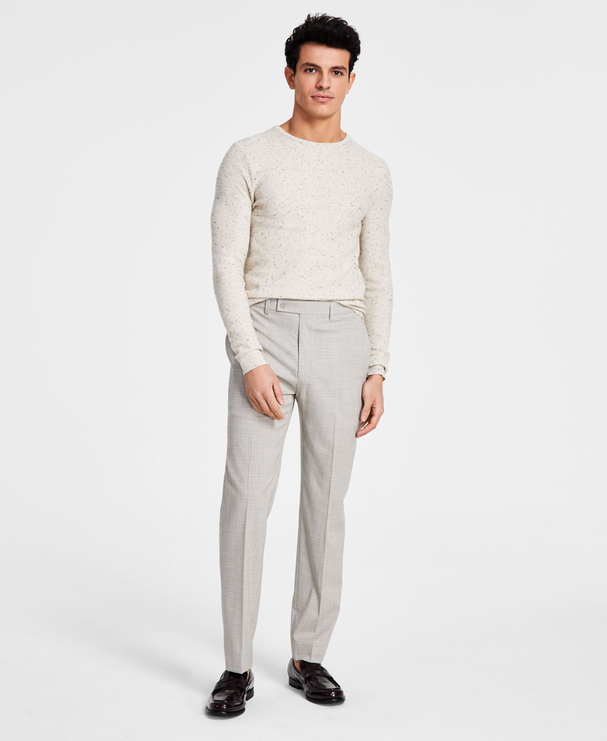 Men's Slim-Fit Plaid Performance Dress Pants
