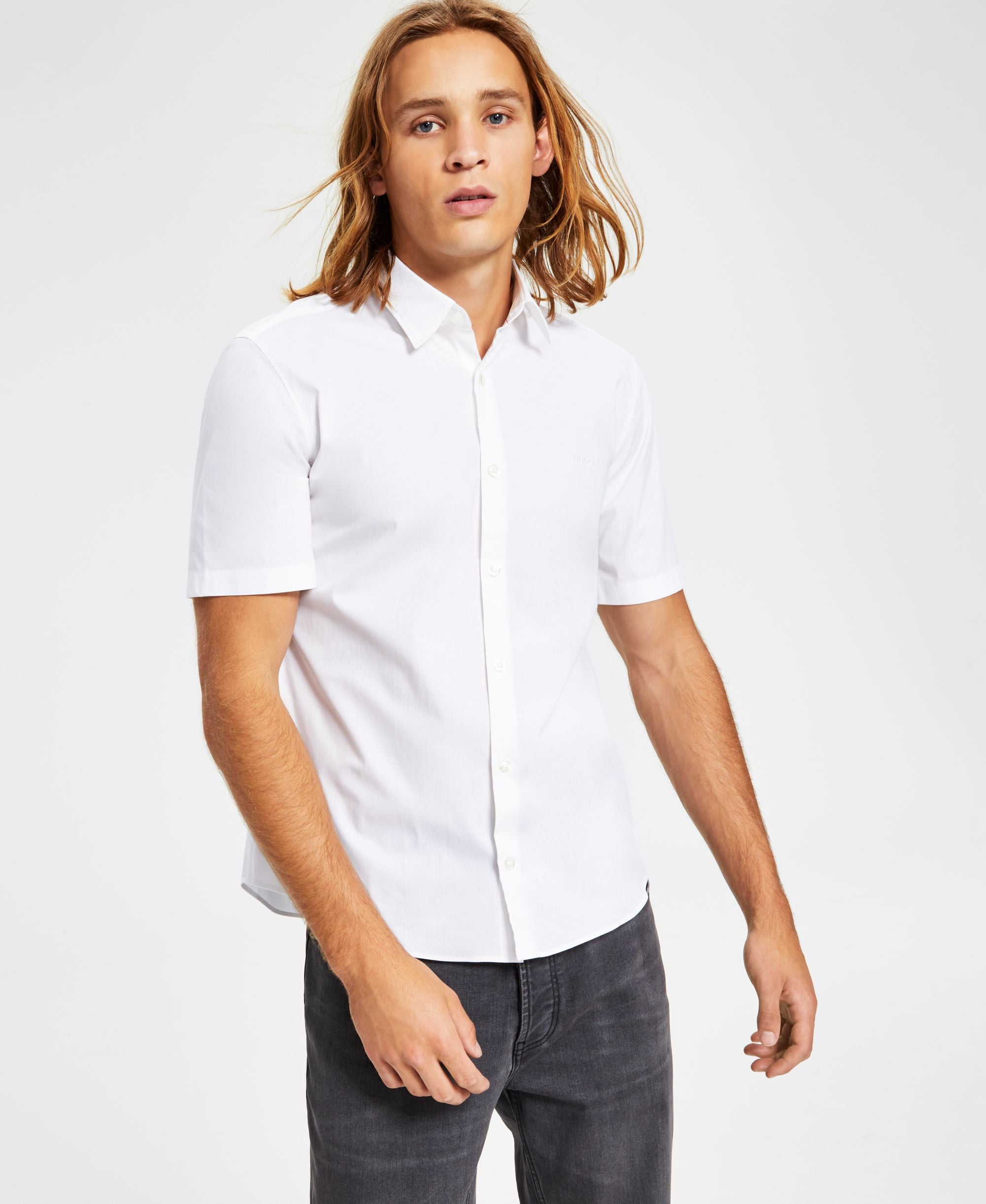 Hugo Hugo Boss Men's Slim-Fit Tonal Embroidered Logo Button-Down Shirt