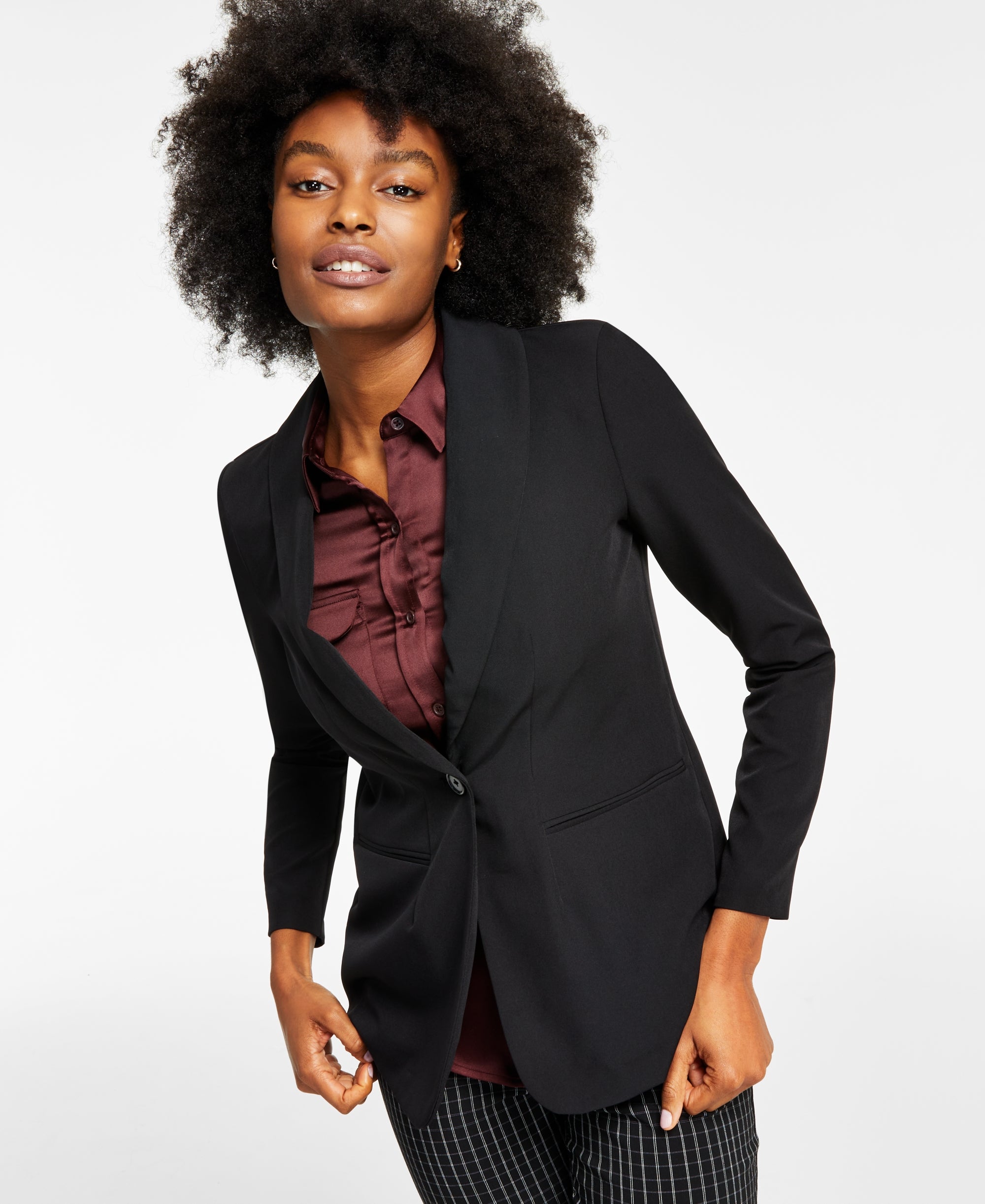Women's Shawl-Collar Blazer Deep Black L