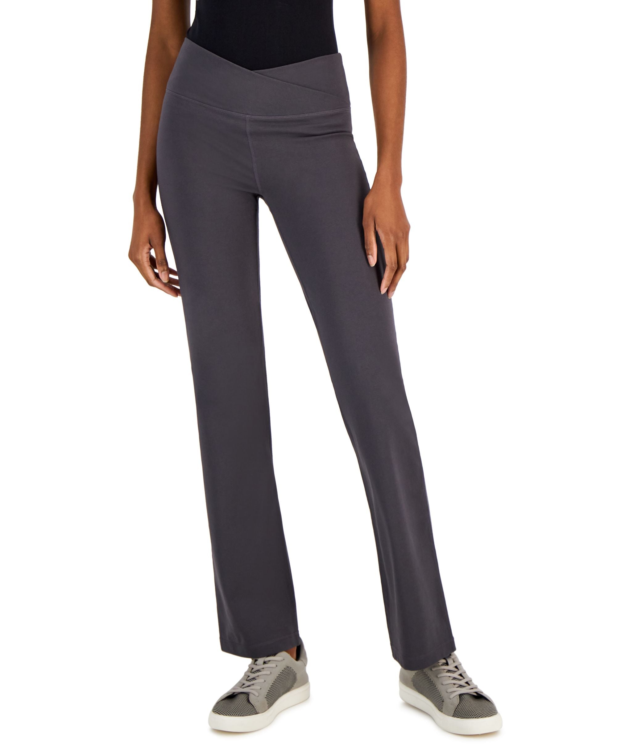 Petite Criss-Cross-Waistband Flare-Leg Pant