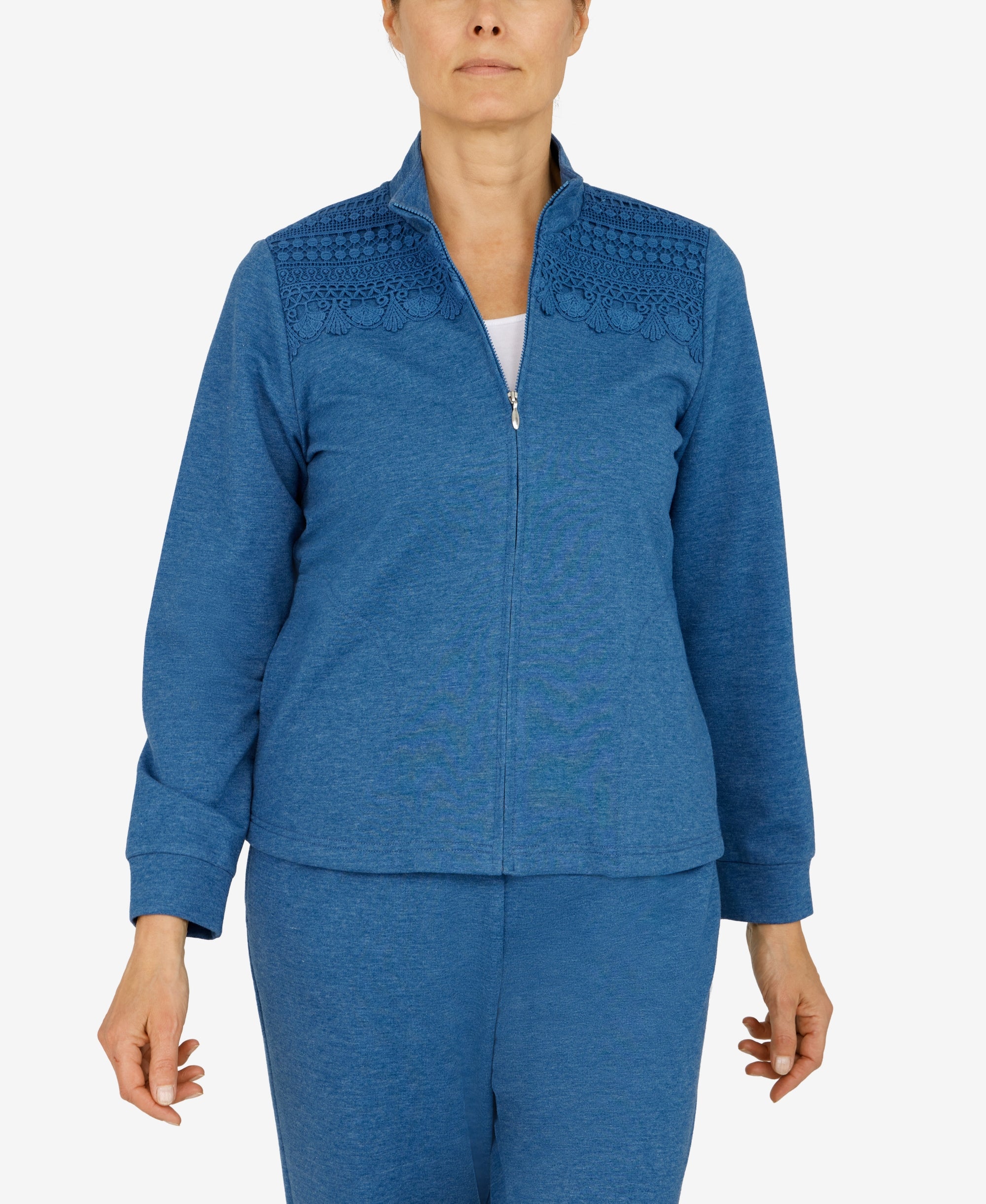 Women's Floral Park Funnel Neck Long Sleeve Heather Knit Jacket