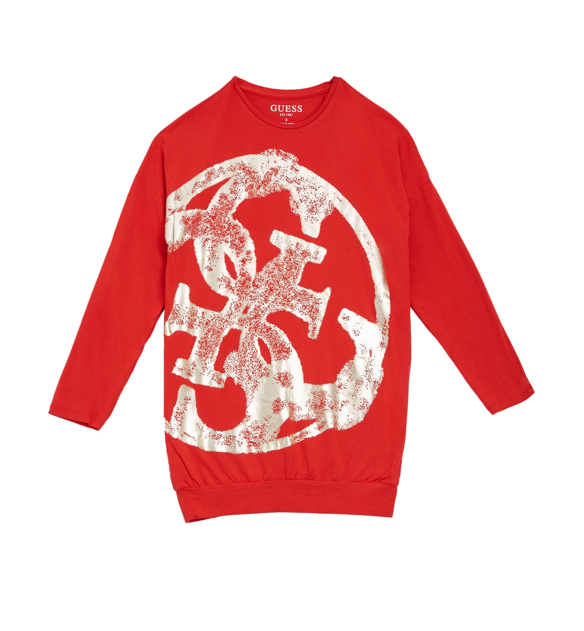 Big Girls Stretch Foil Print Logo Long Sleeves Top