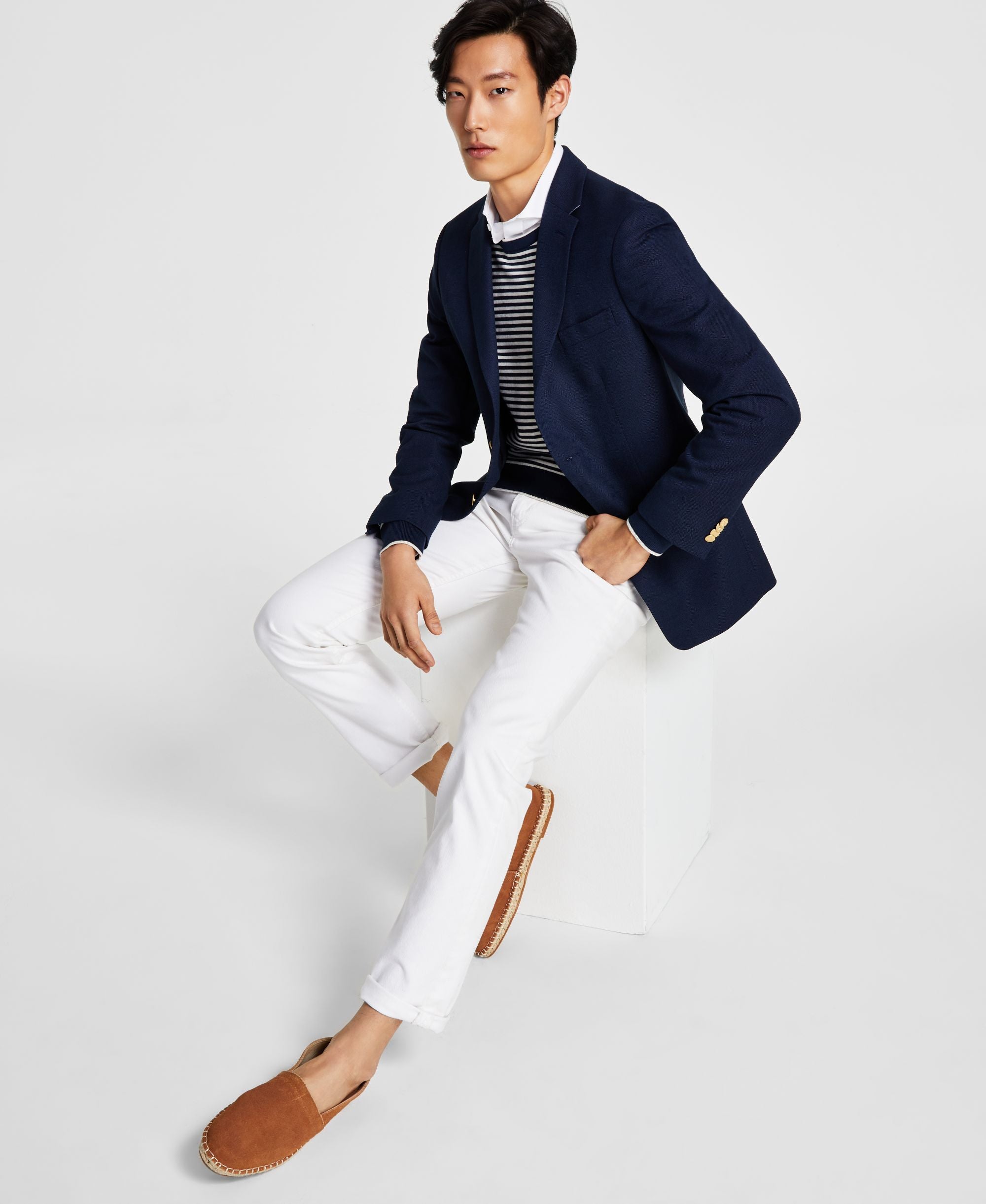 Men's Modern-Fit Navy Weave Sport Coat