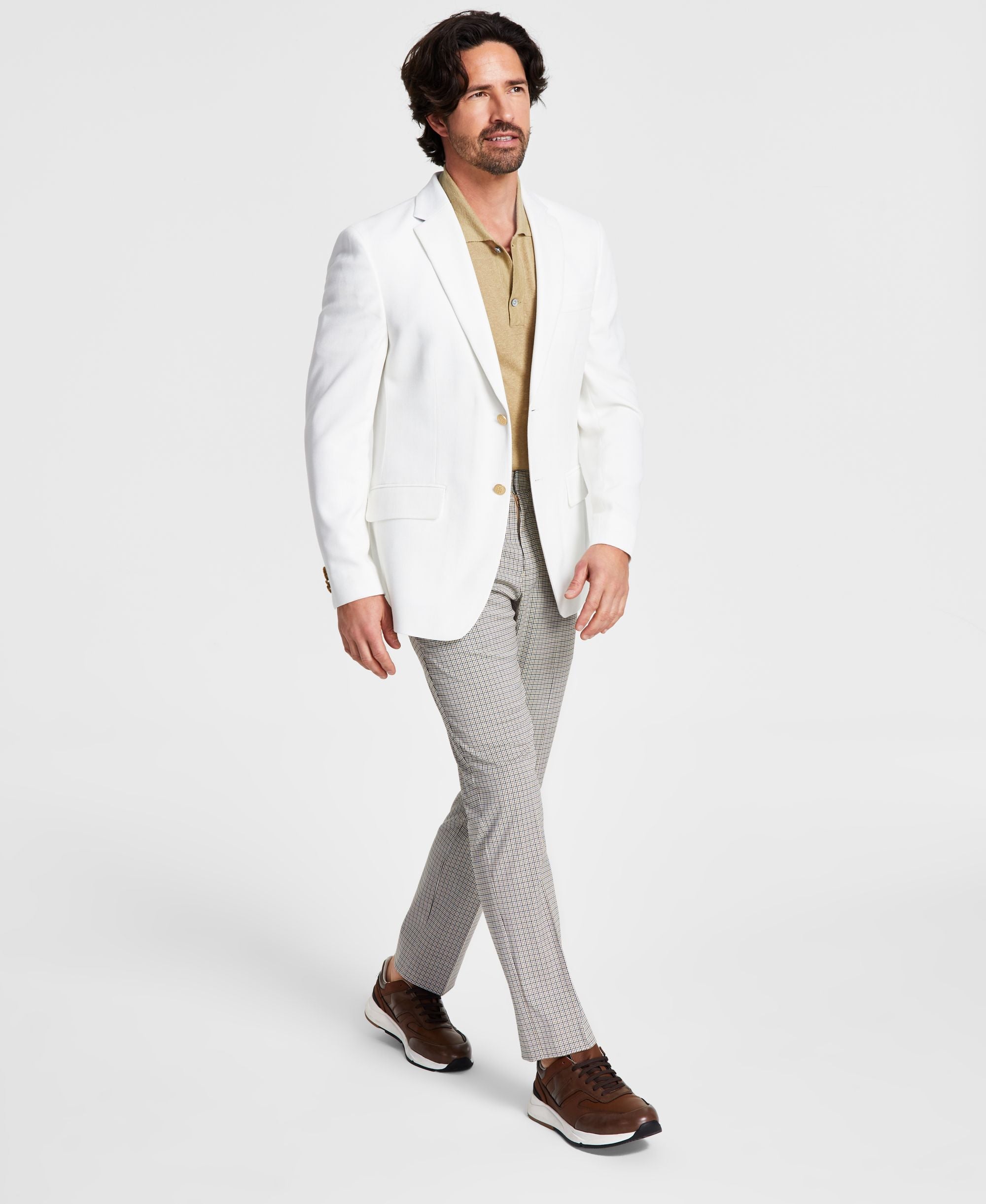 Men's Modern-Fit White Weave Sport Coat