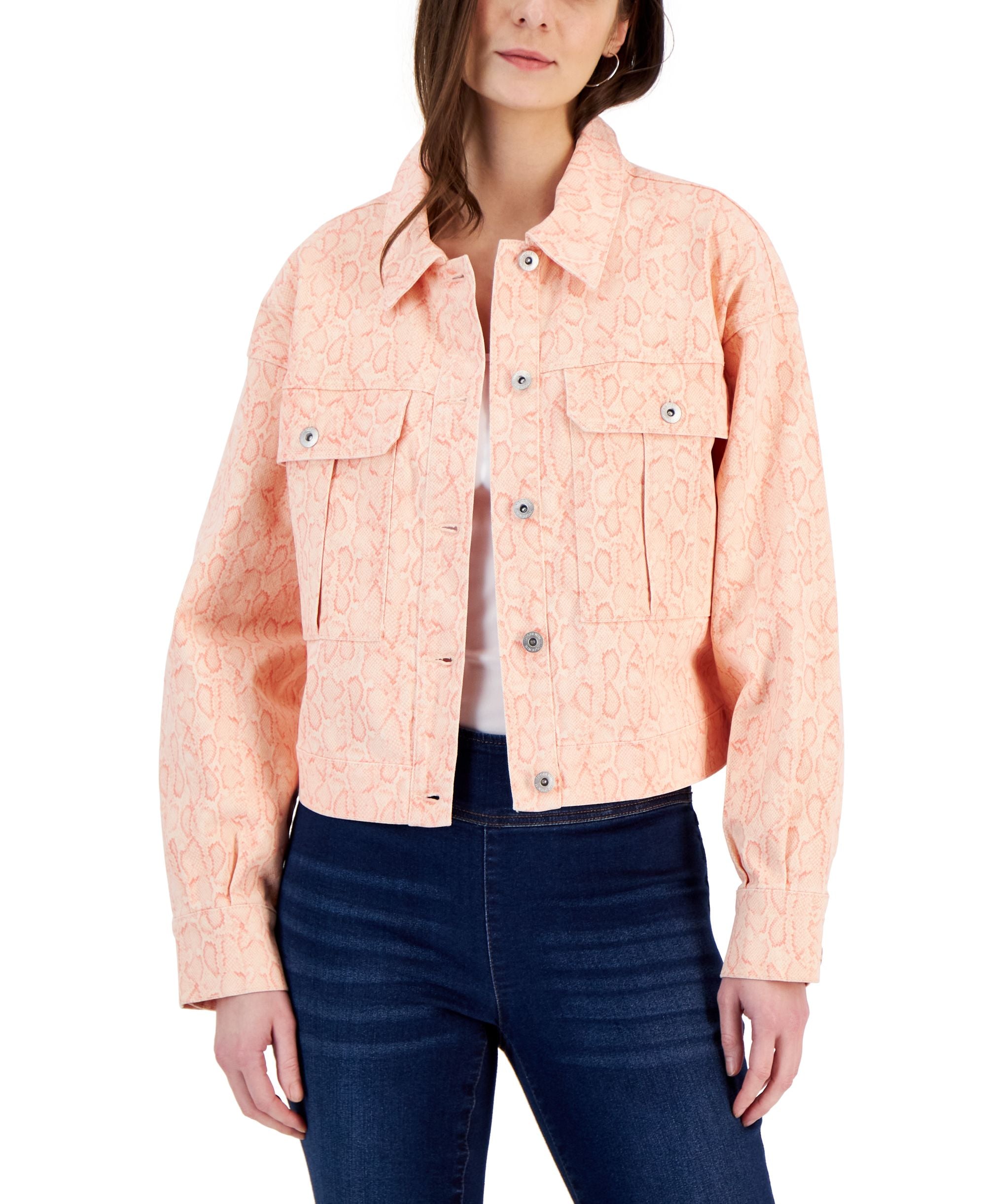 Women's Snake-Print Denim Jacket