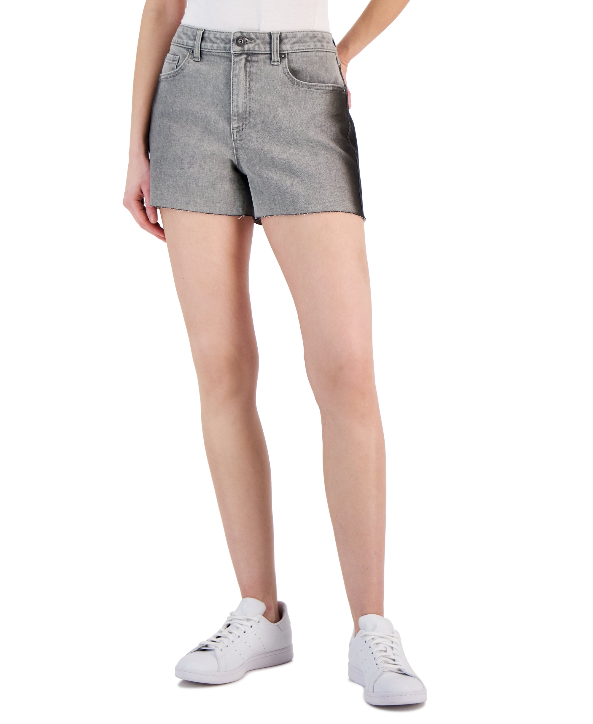 Women's High Rise Frayed Hem Denim Shorts