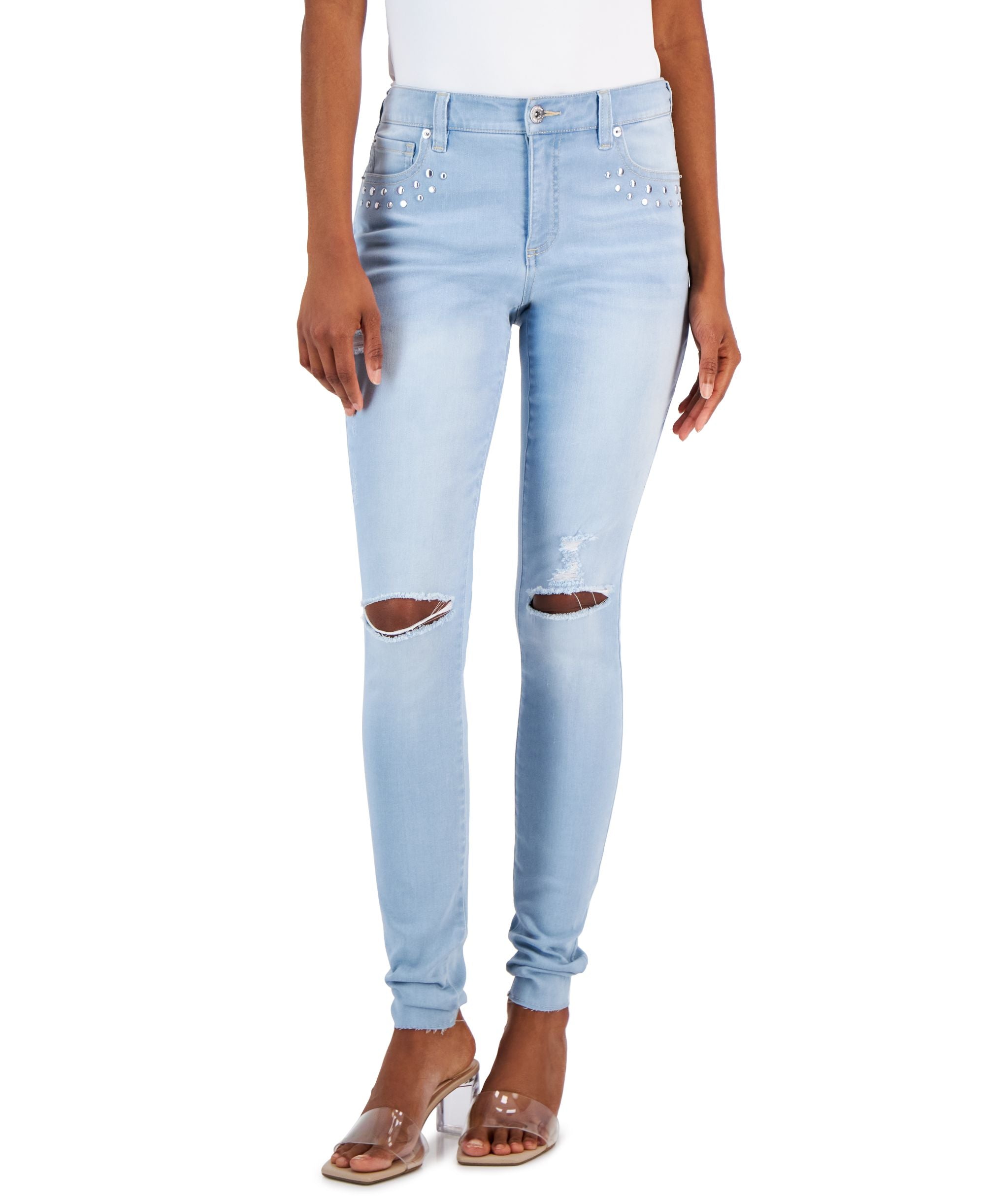 International Concepts Womens Studded Pocket Skinny Jeans