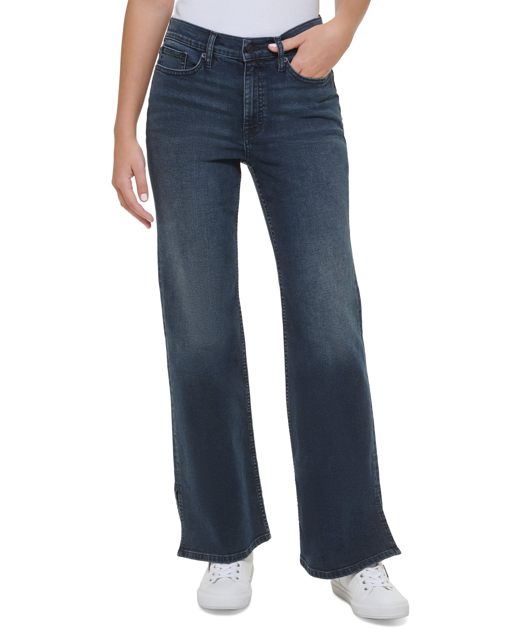 Women's High-Rise Flared Slit-Hem Jeans